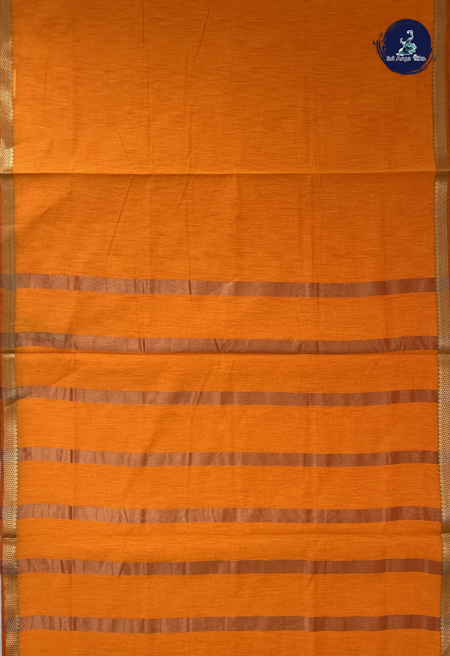 Mango Yellow 10 Yards Semi Silk Cotton With Plain Pattern