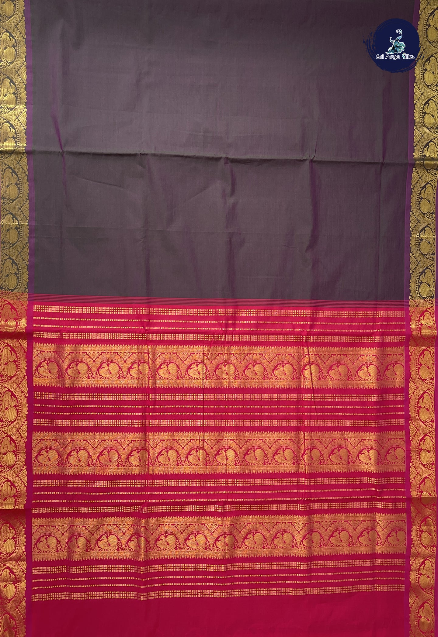 Dual Tone Green Madisar Semi Silk Cotton Saree With Plain Pattern