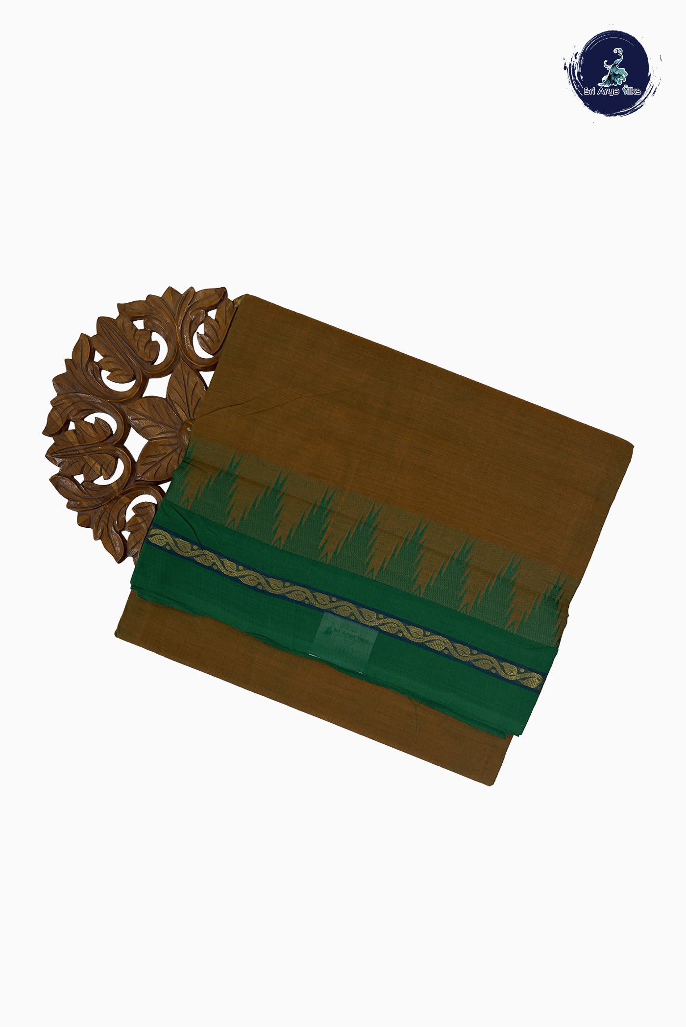 Yellowish Green 10 Yards Madisar Cotton Saree With Plain Pattern