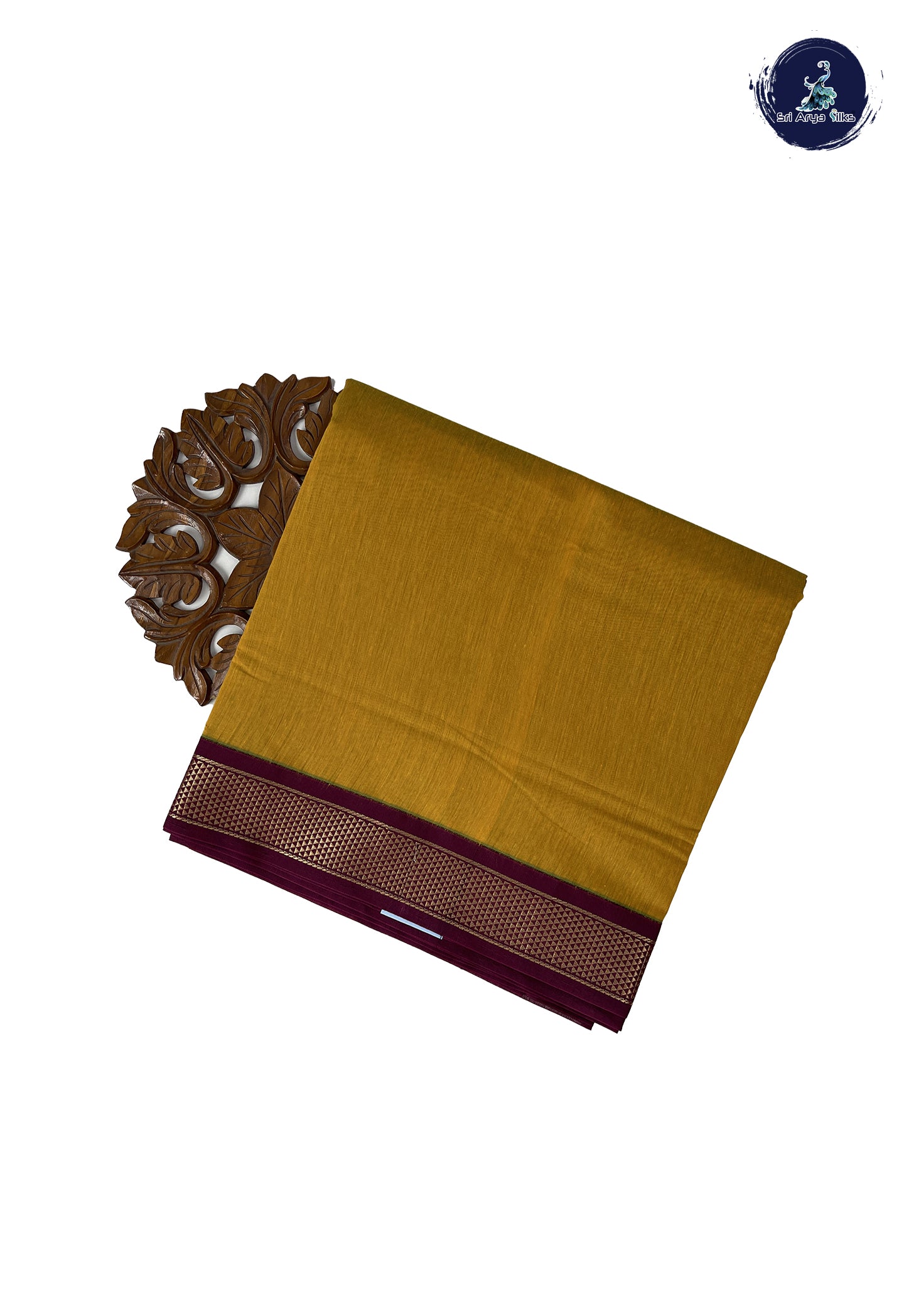 Yellow Madisar Semi Silk Cotton Saree With Plain Pattern