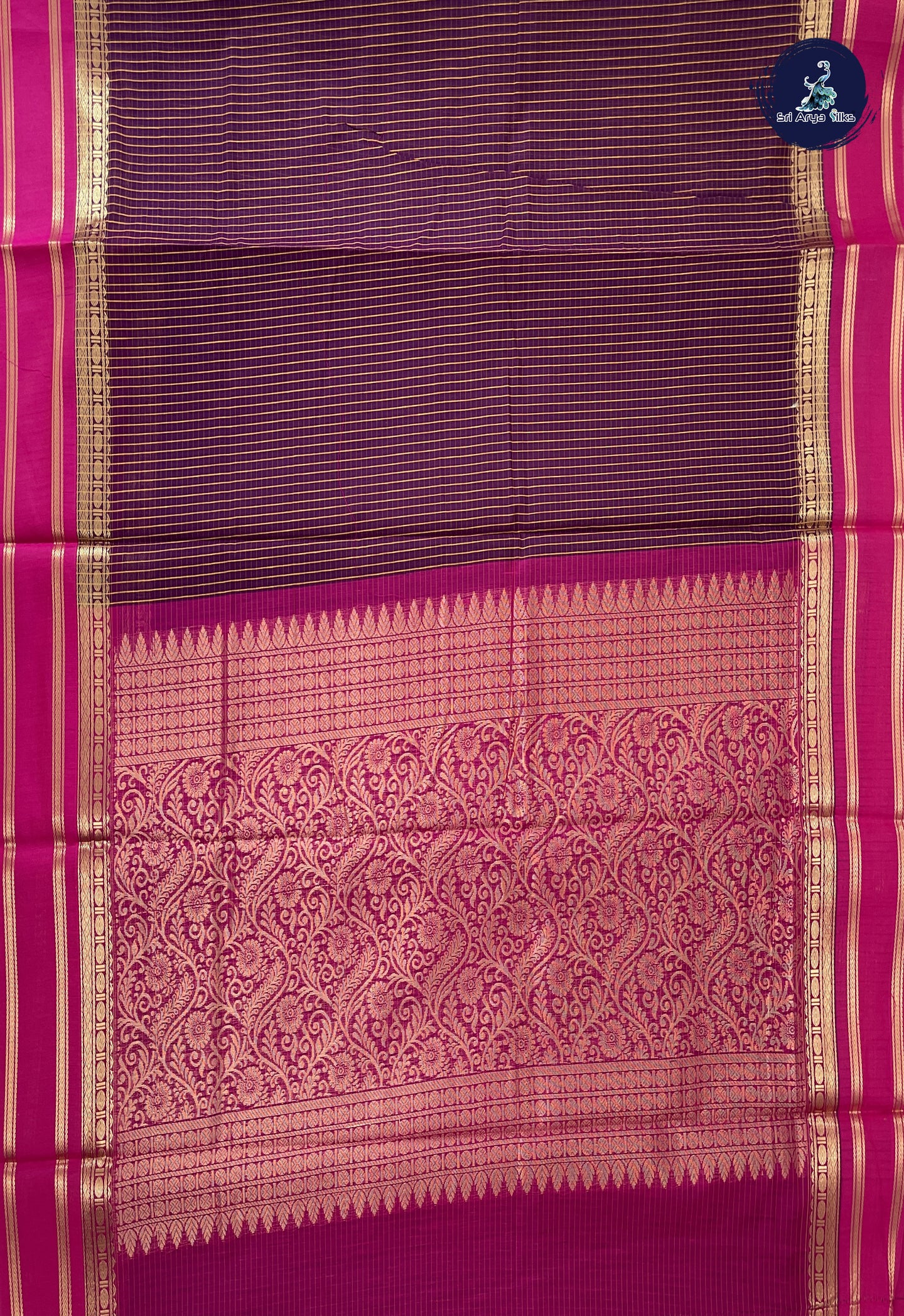 Jamun Madisar Semi Silk Cotton Saree With Checked Pattern