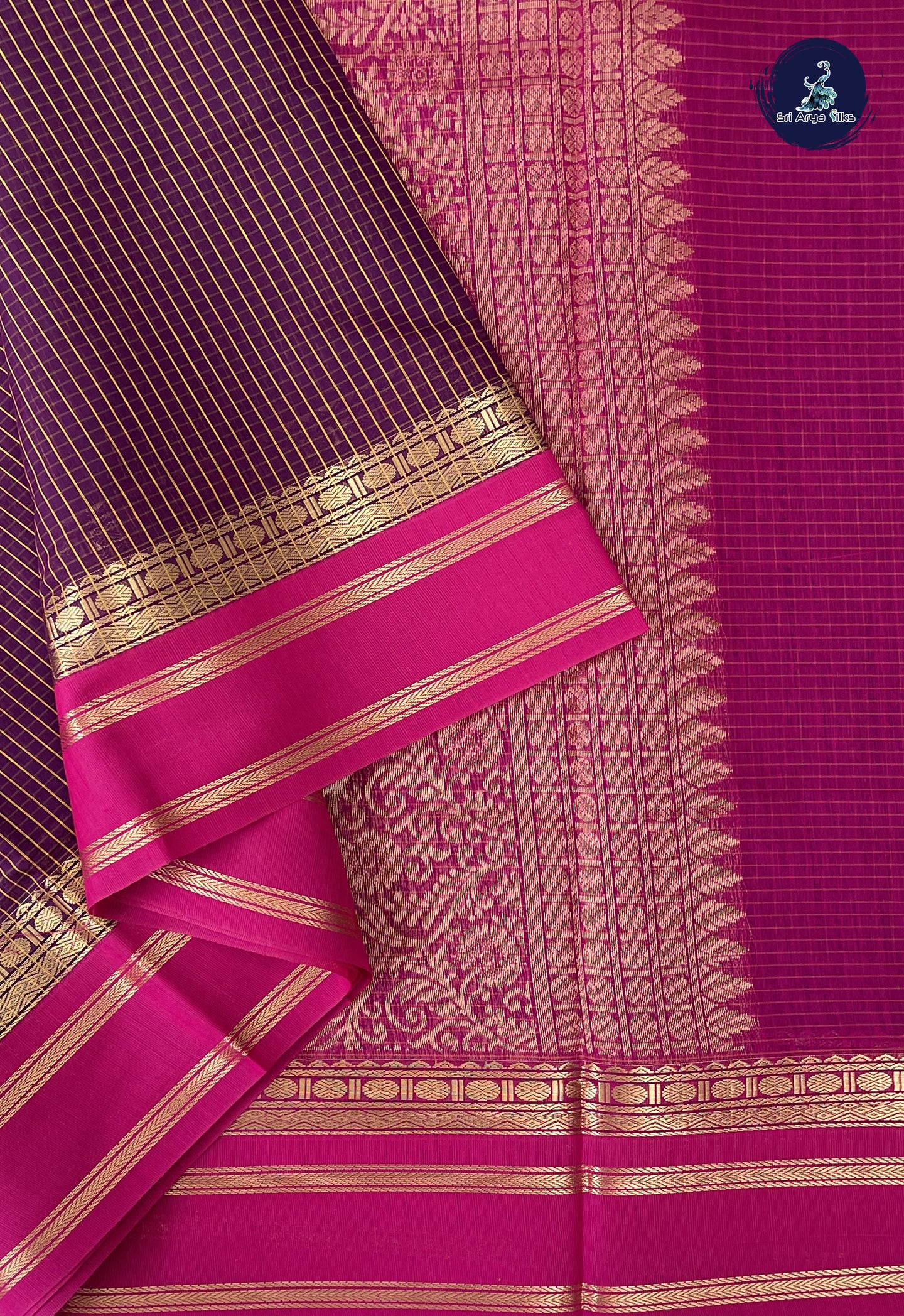 Jamun Madisar Semi Silk Cotton Saree With Checked Pattern