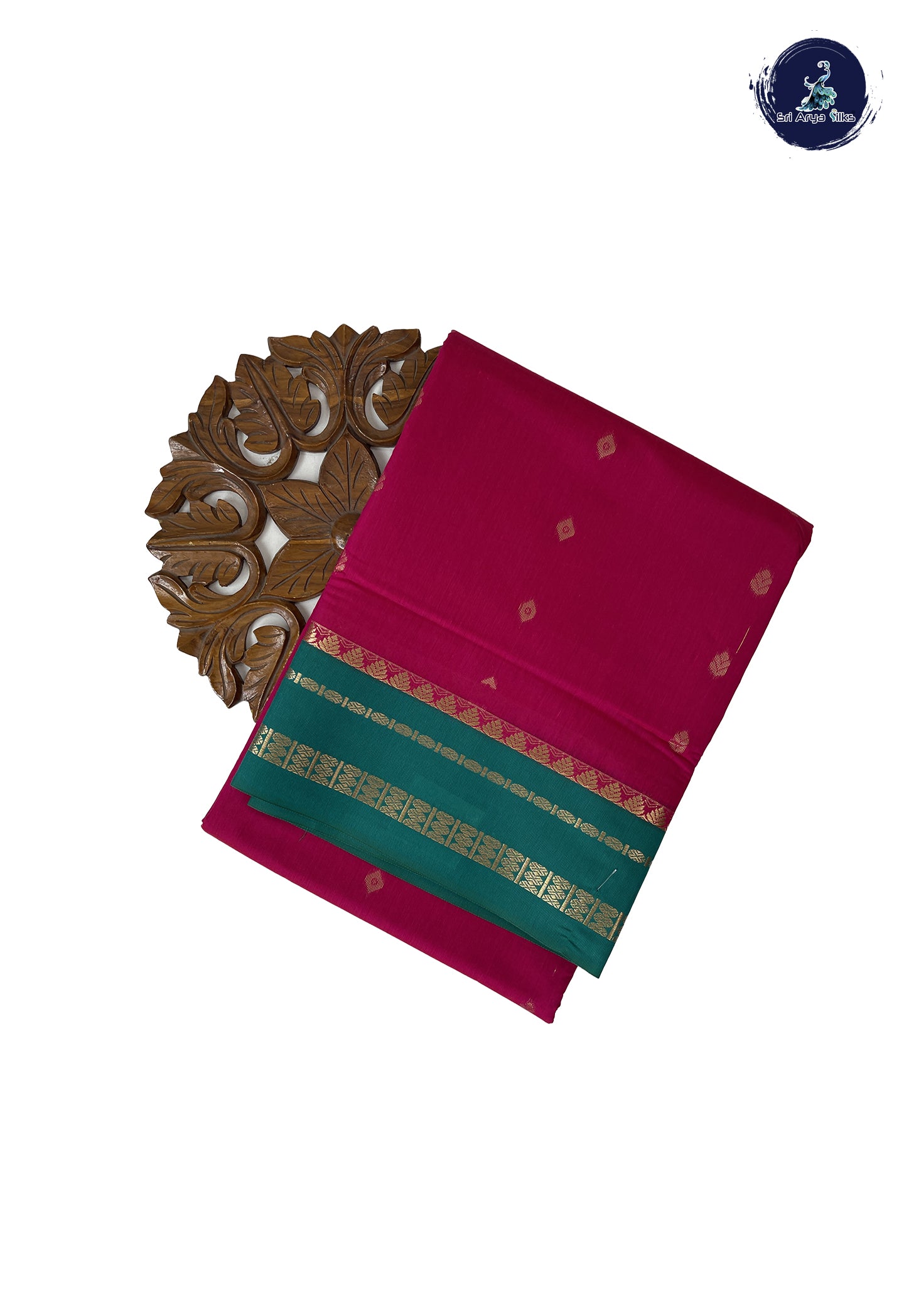 Rani Pink Madisar Semi Silk Cotton Saree With Zari Buttas Pattern