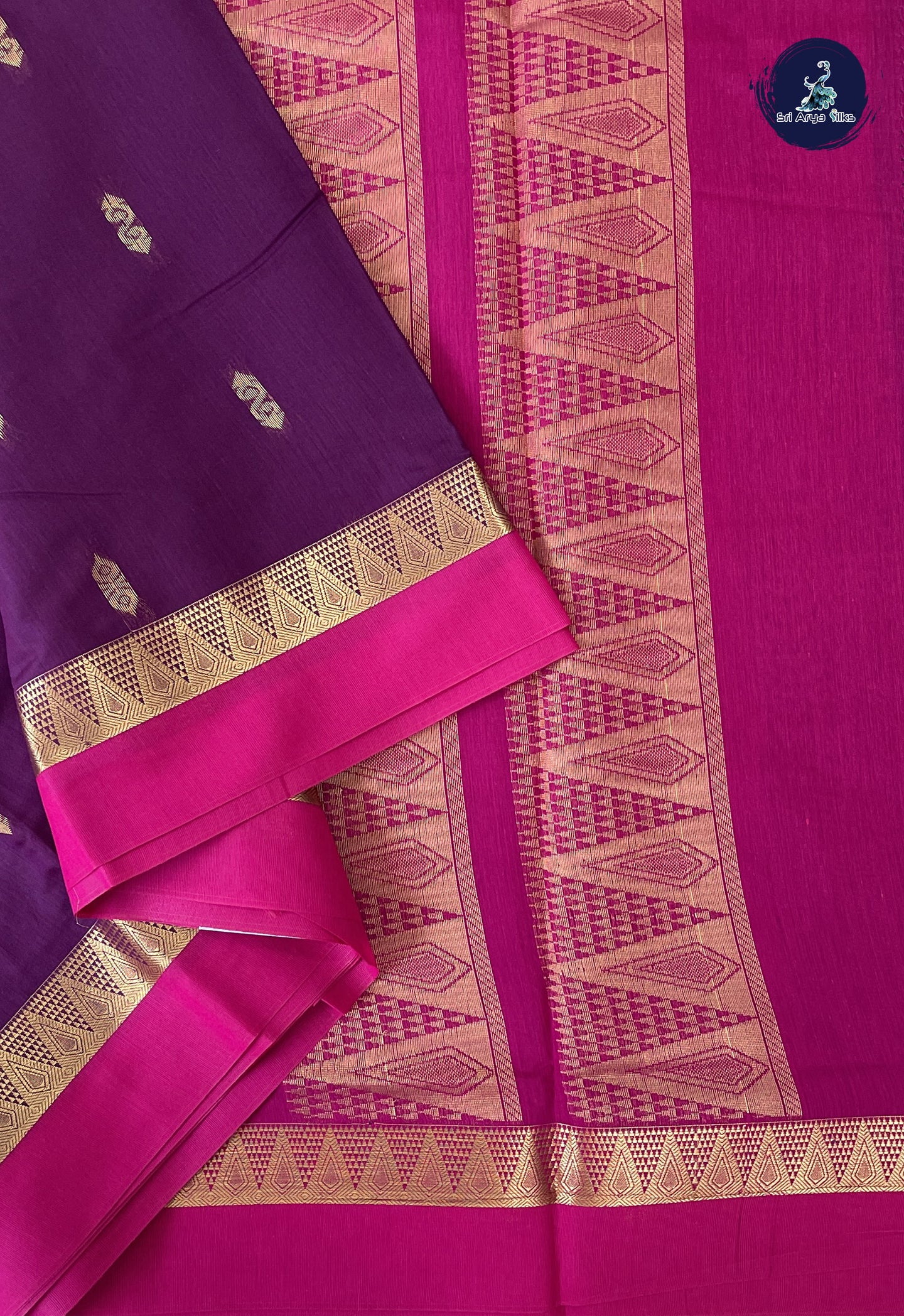 Jamun Madisar Semi Silk Cotton Saree With Zari Buttas Pattern