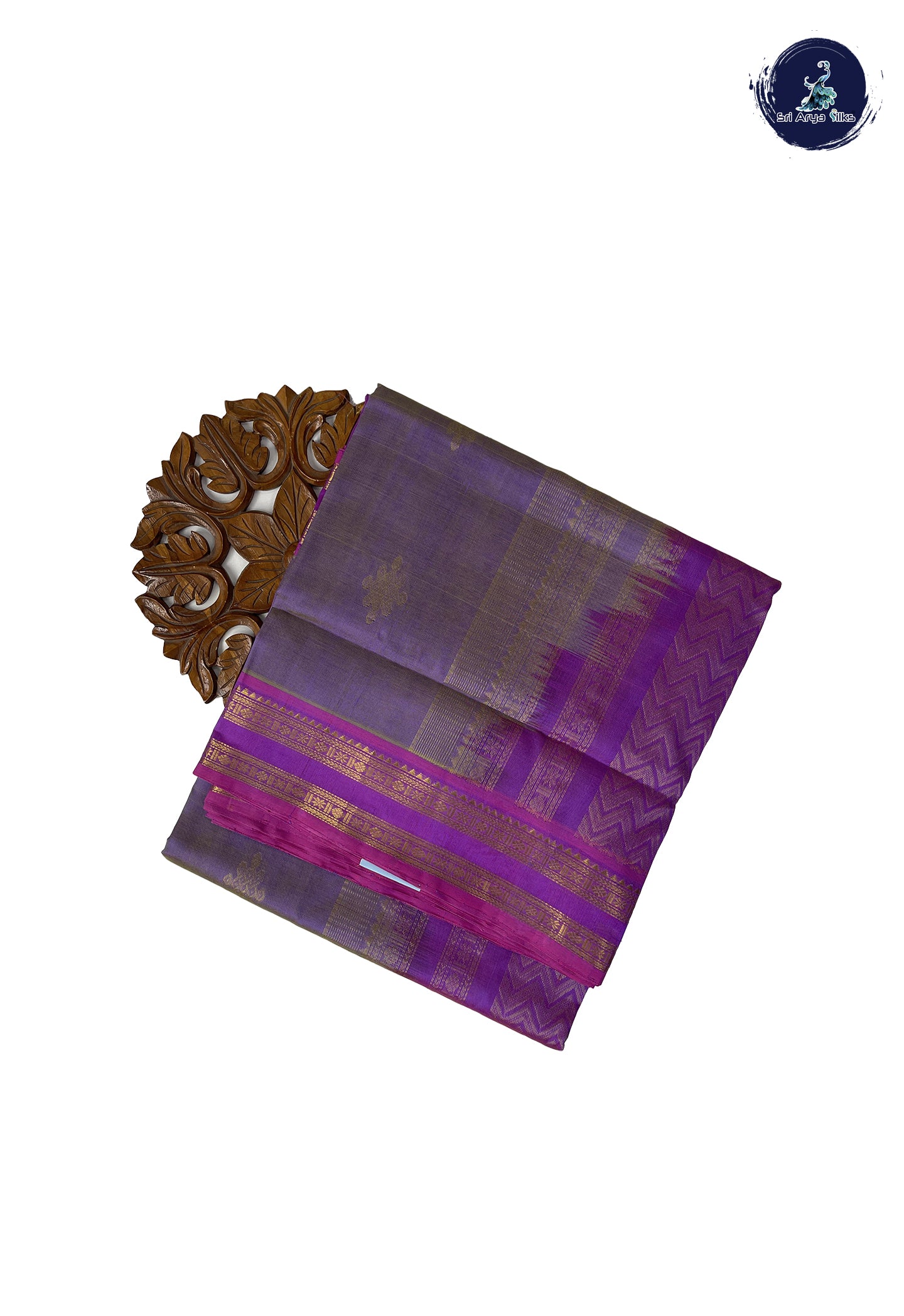 Mauve 10 Yards Silk Cotton Saree With Kolam Butta Pattern