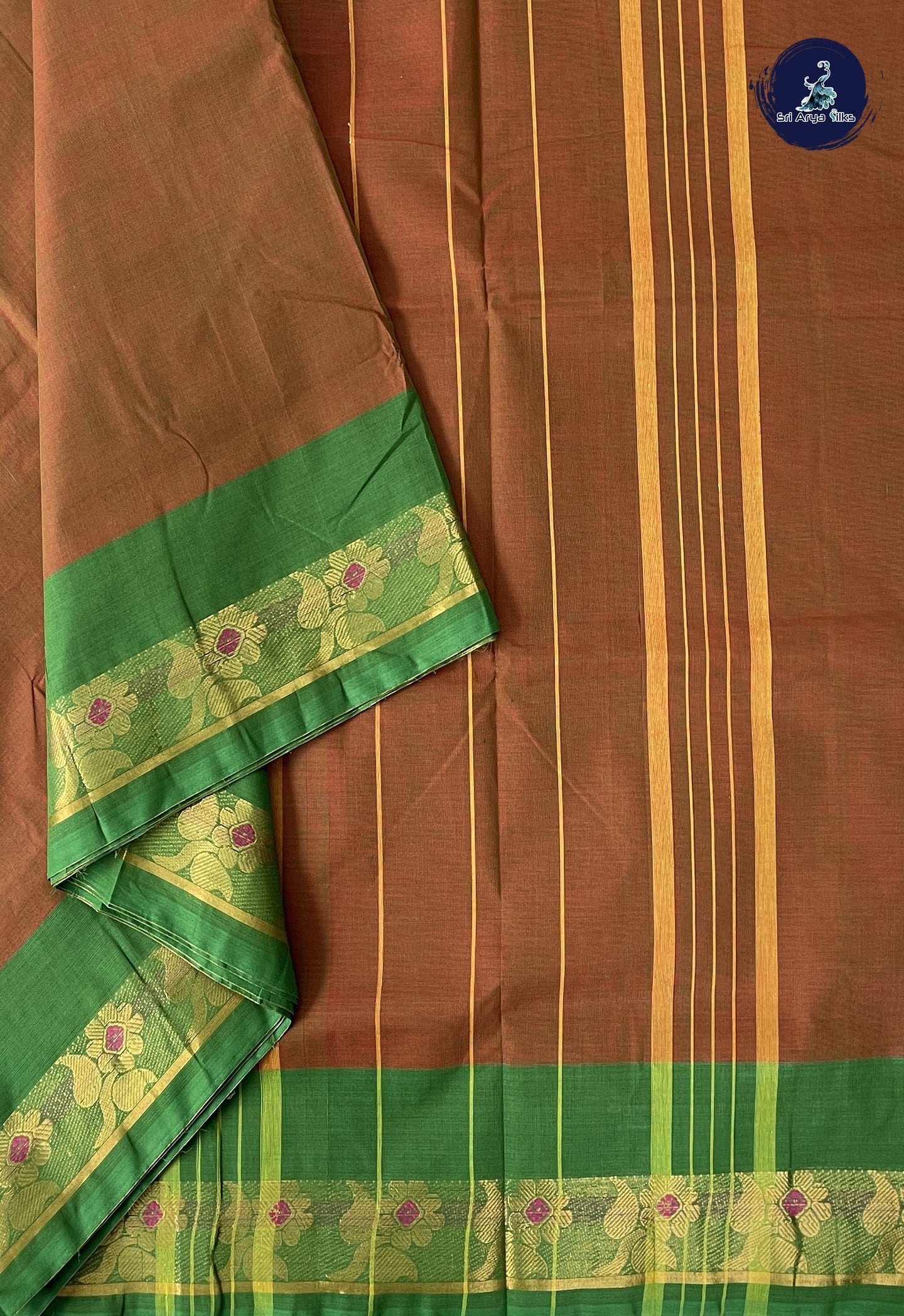 Dual Tone Brown 10.5 Yards Madisar Saree With Plain Pattern
