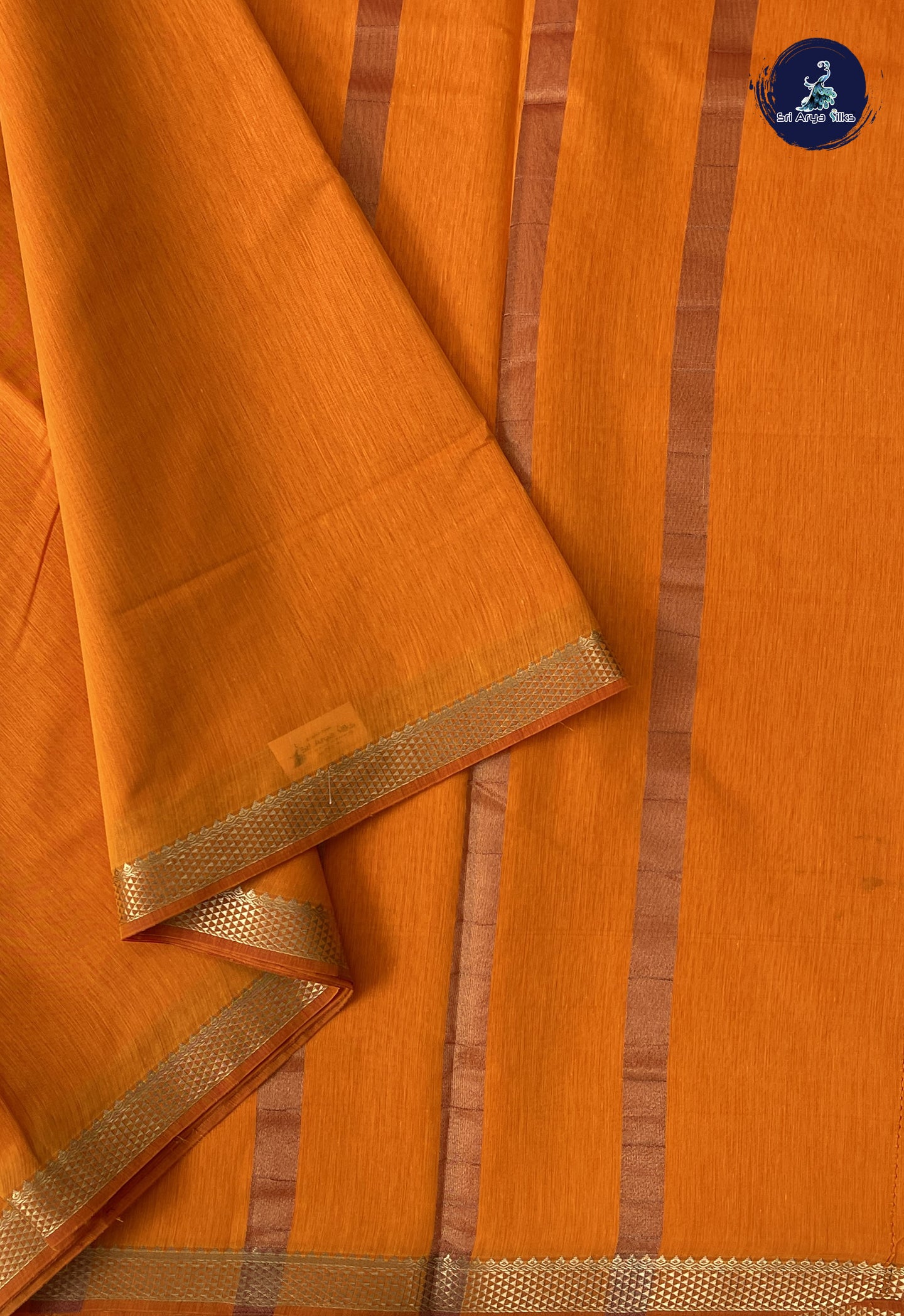 Mango Yellow Madisar Semi Silk Cotton Saree With Plain Pattern