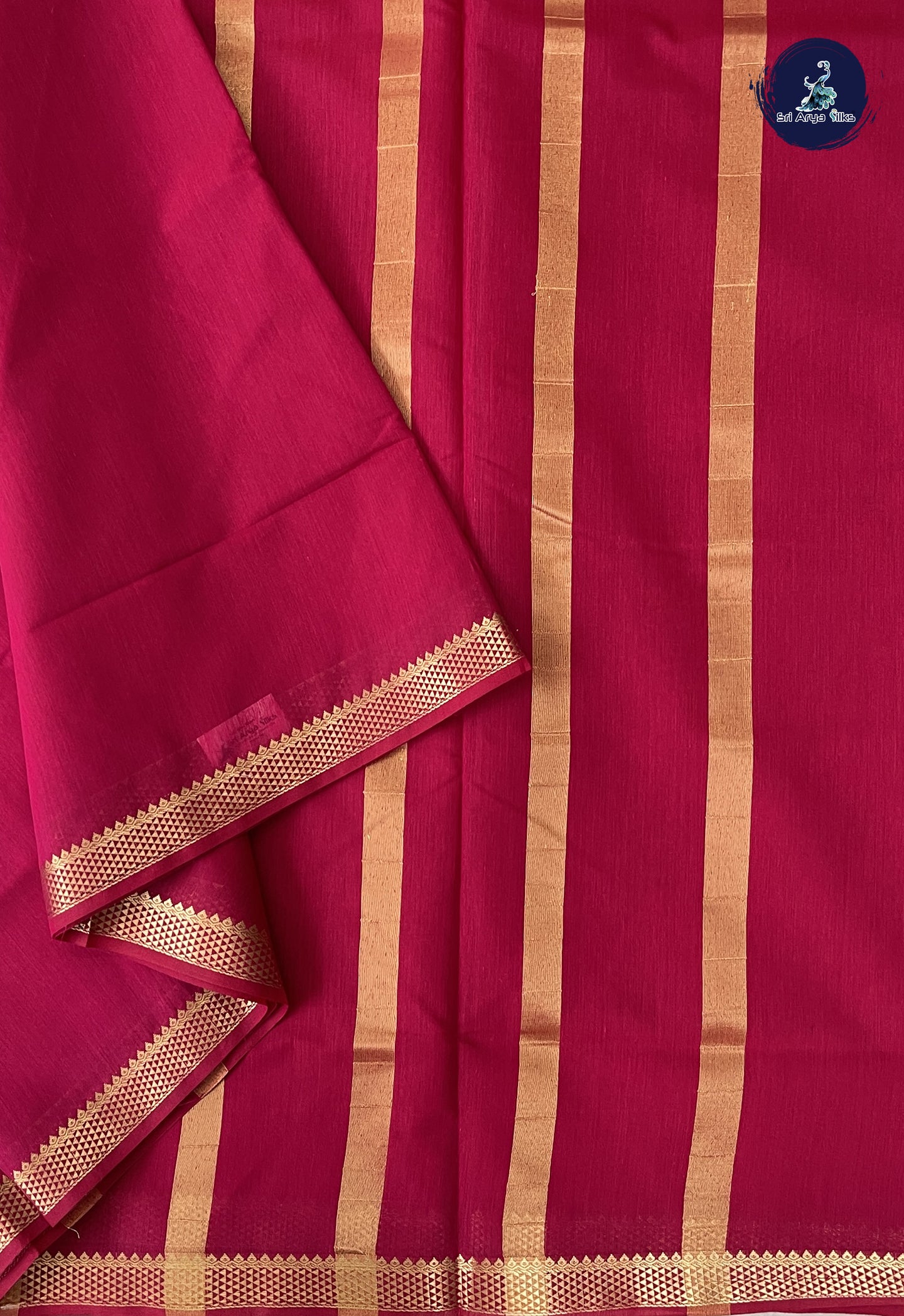 Reddish Pink Madisar Semi Silk Cotton Saree With Plain Pattern