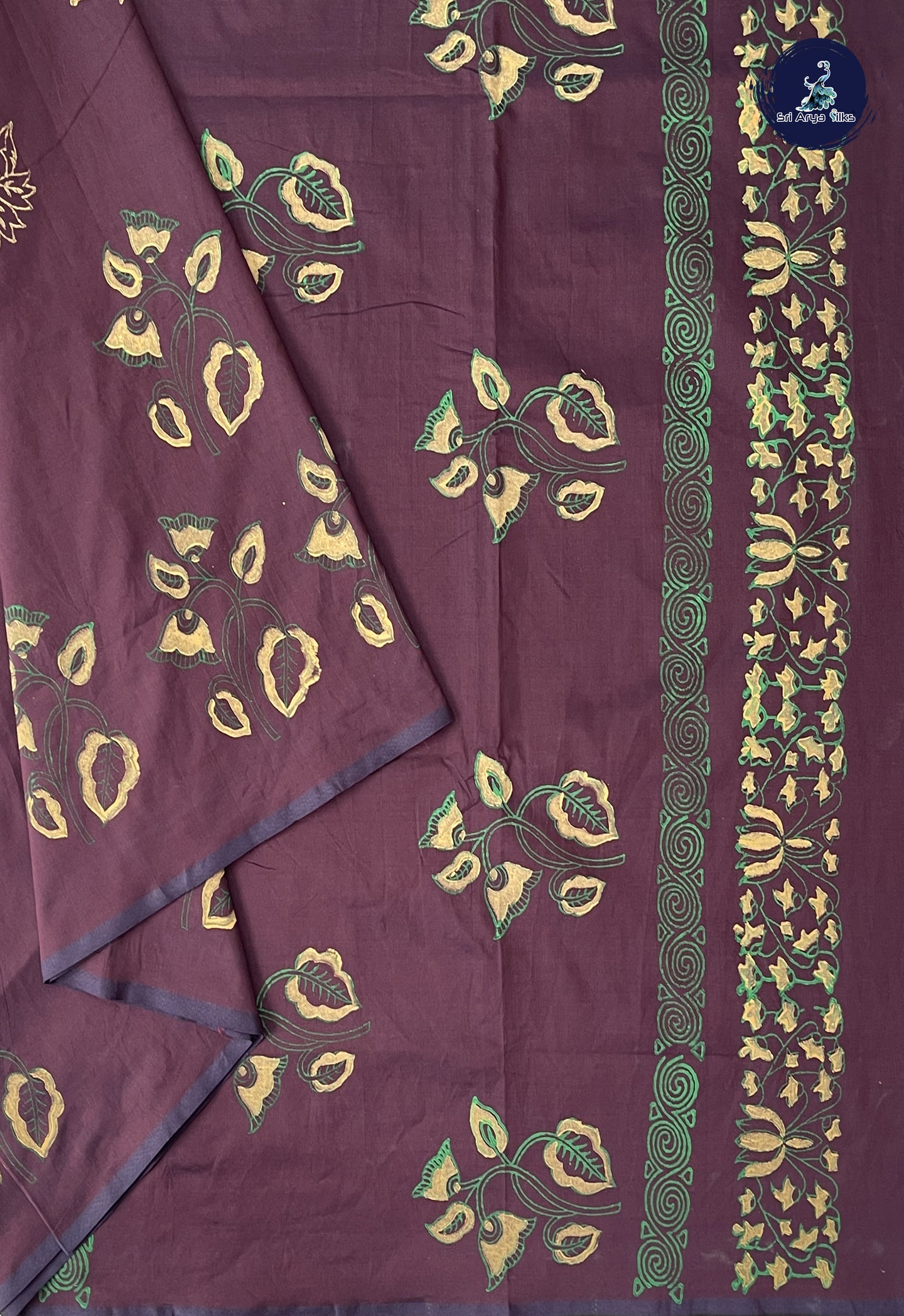 Coffee Brown Madisar Semi Silk Cotton Saree With Printed Pattern