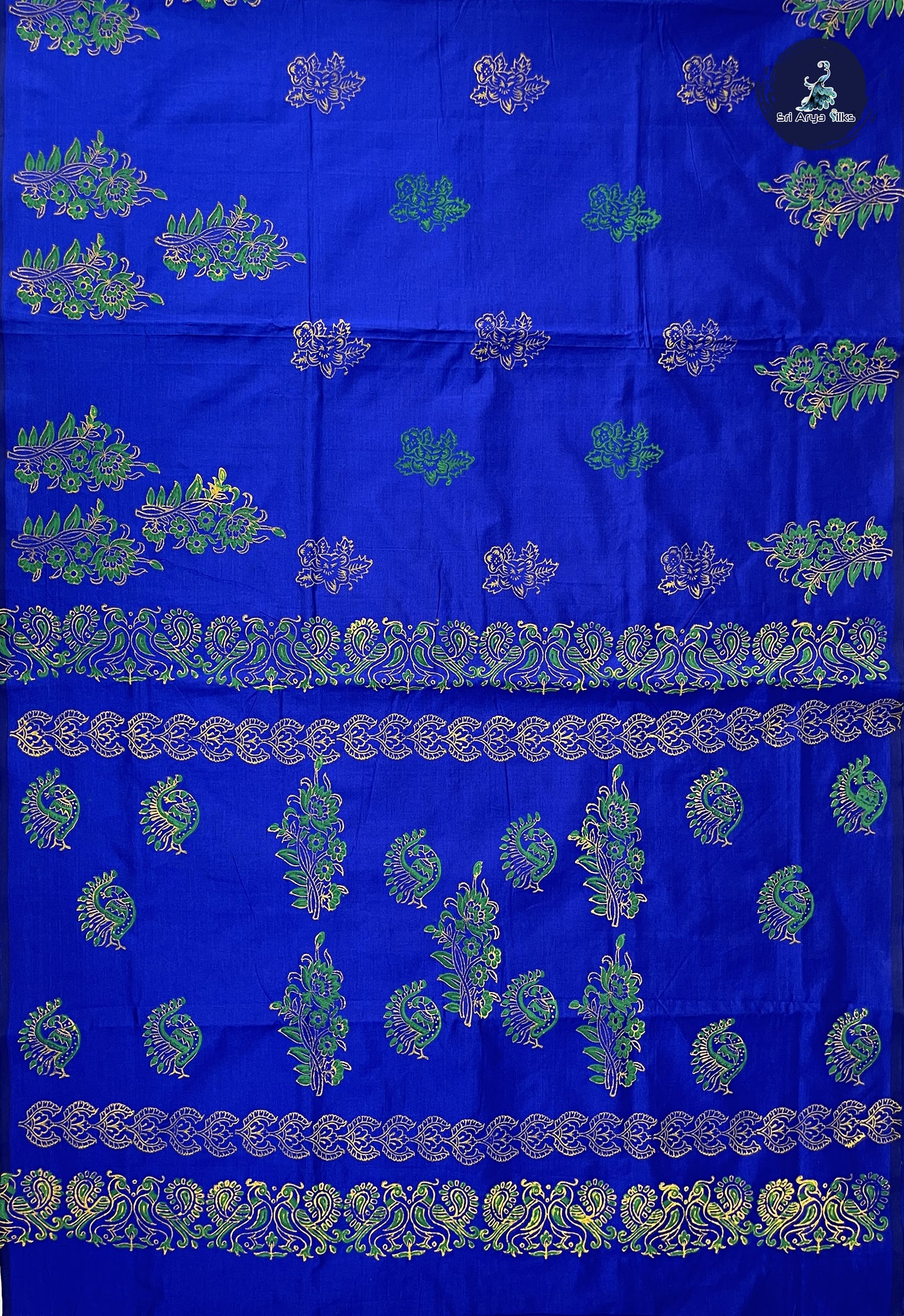 Royal Blue Madisar Semi Silk Cotton Saree With Printed Pattern