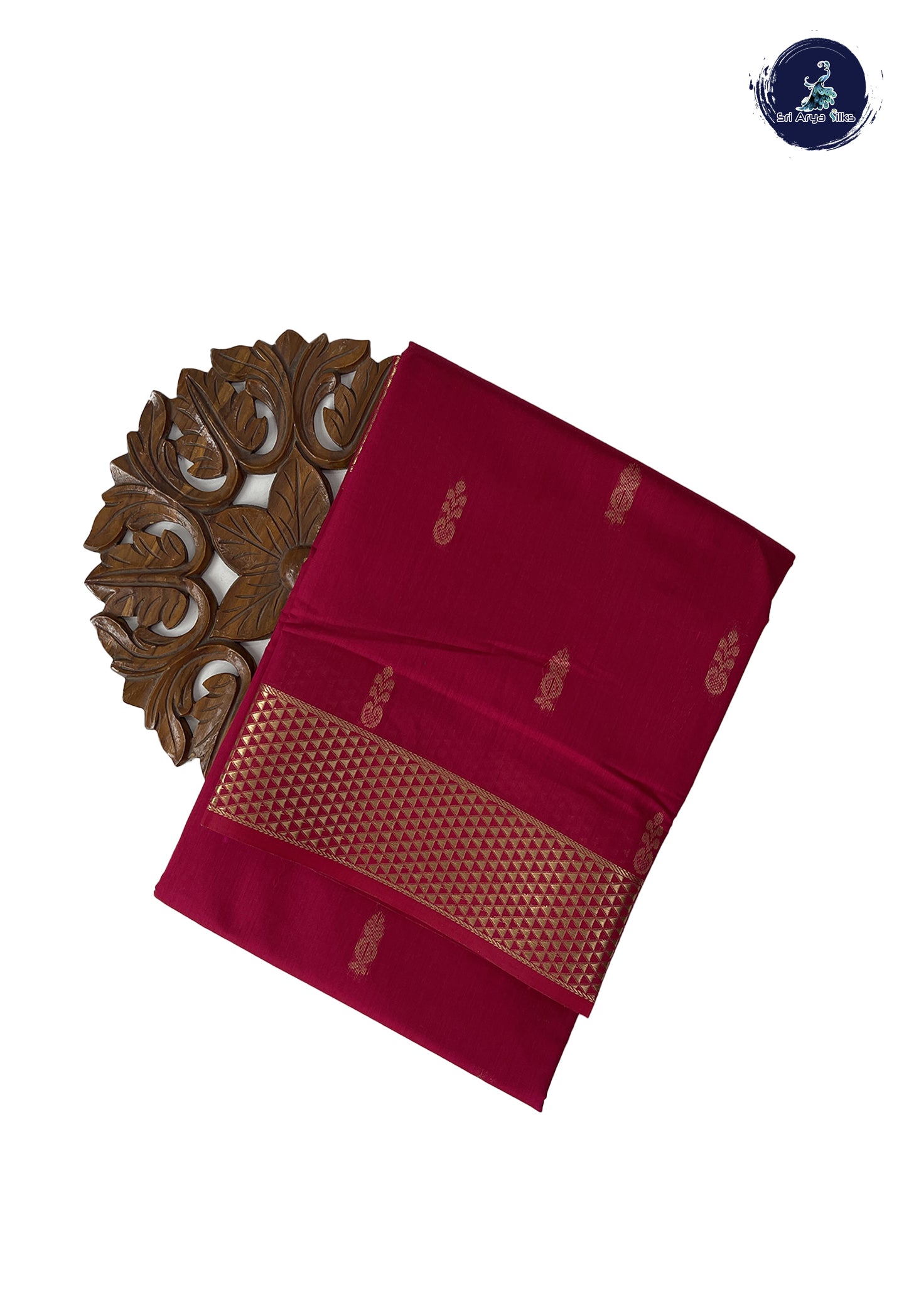 Dark Pink Madisar Semi Silk Cotton Saree With Zari Buttas Pattern