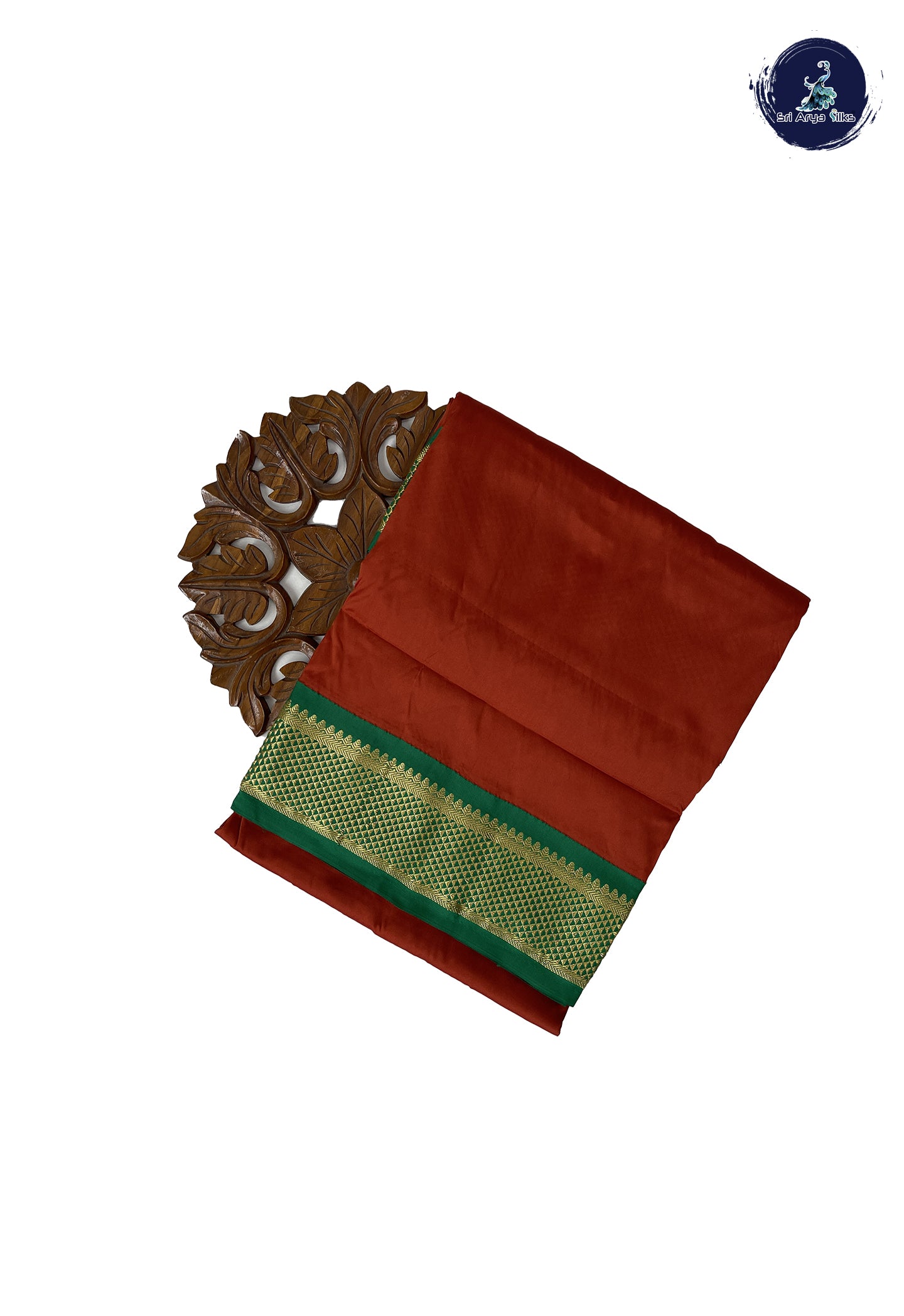 Rust 10 Yards Semi Silk With Plain Pattern