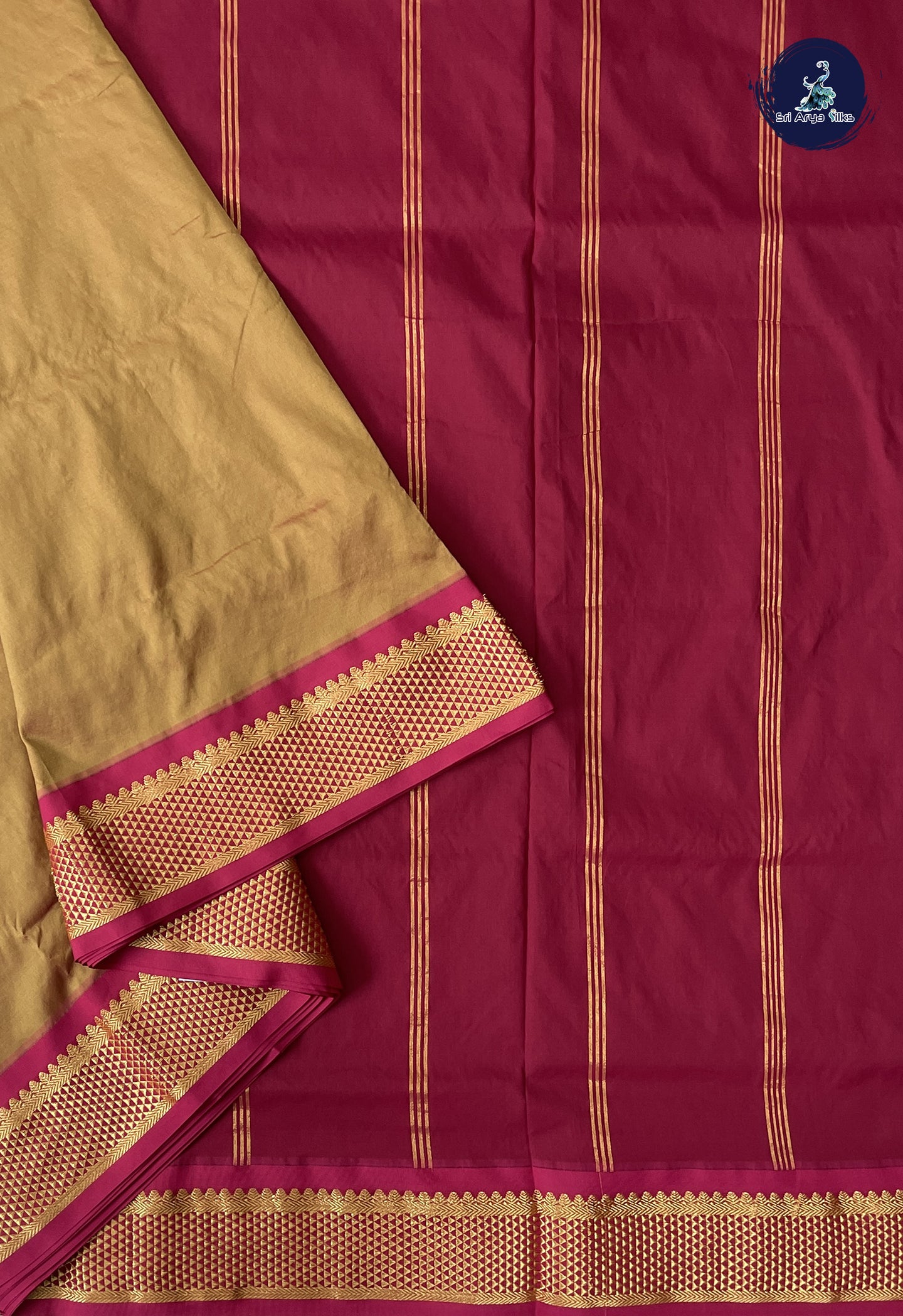 Golden Mustard 10 Yards Semi Silk With Plain Pattern