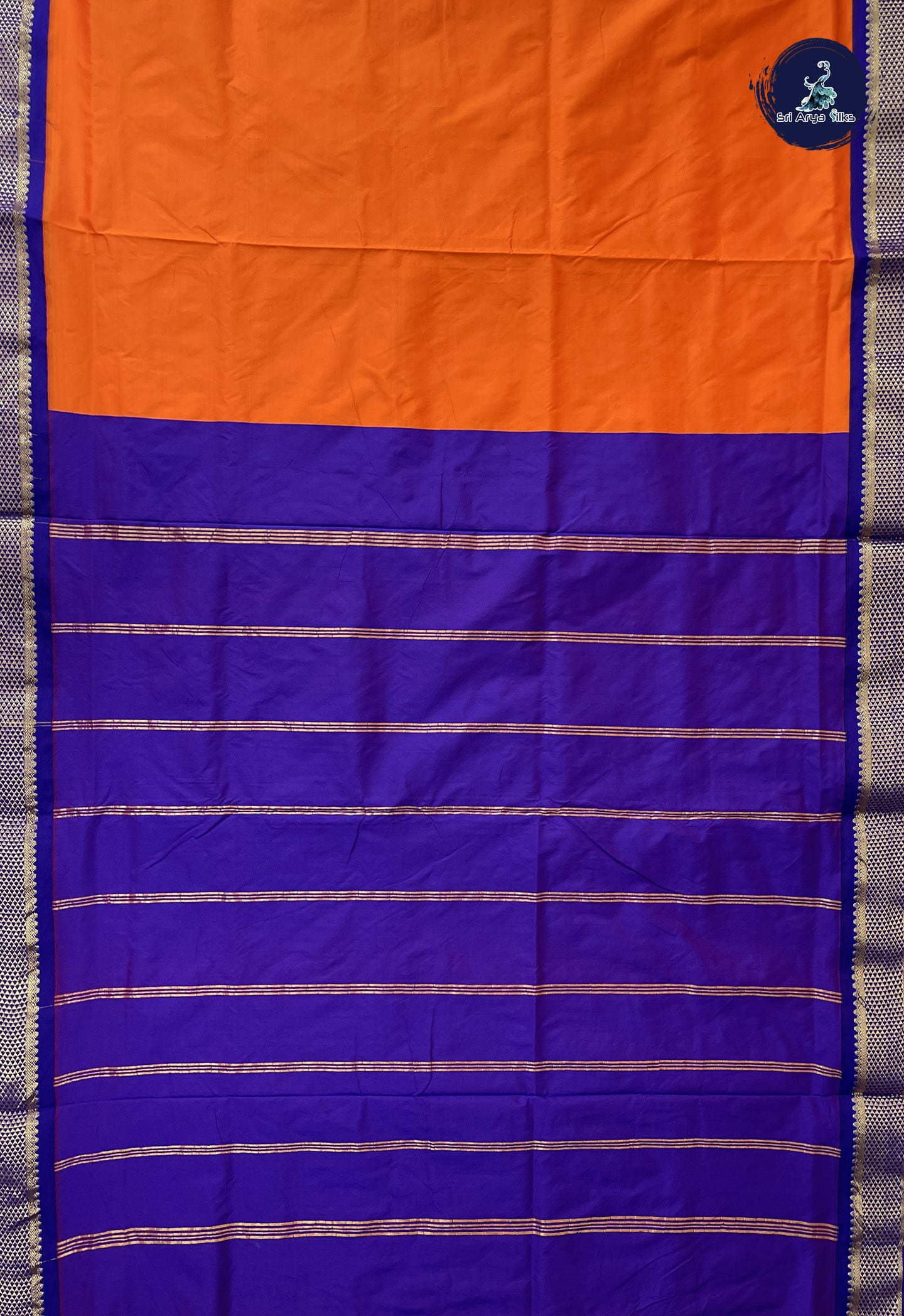 Orange 10 Yards Semi Silk With Plain Pattern