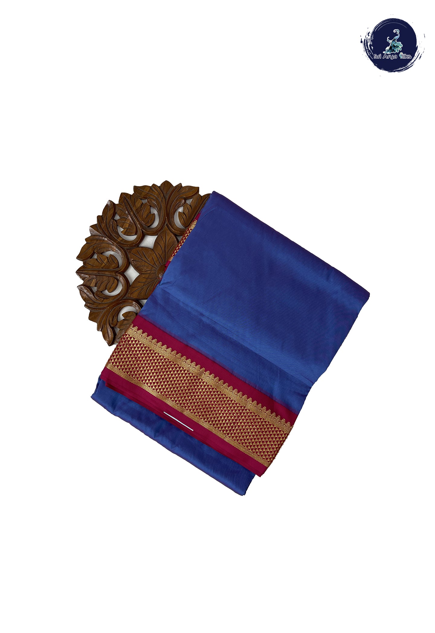 Dual Tone Blue 10 Yards Semi Silk With Plain Pattern