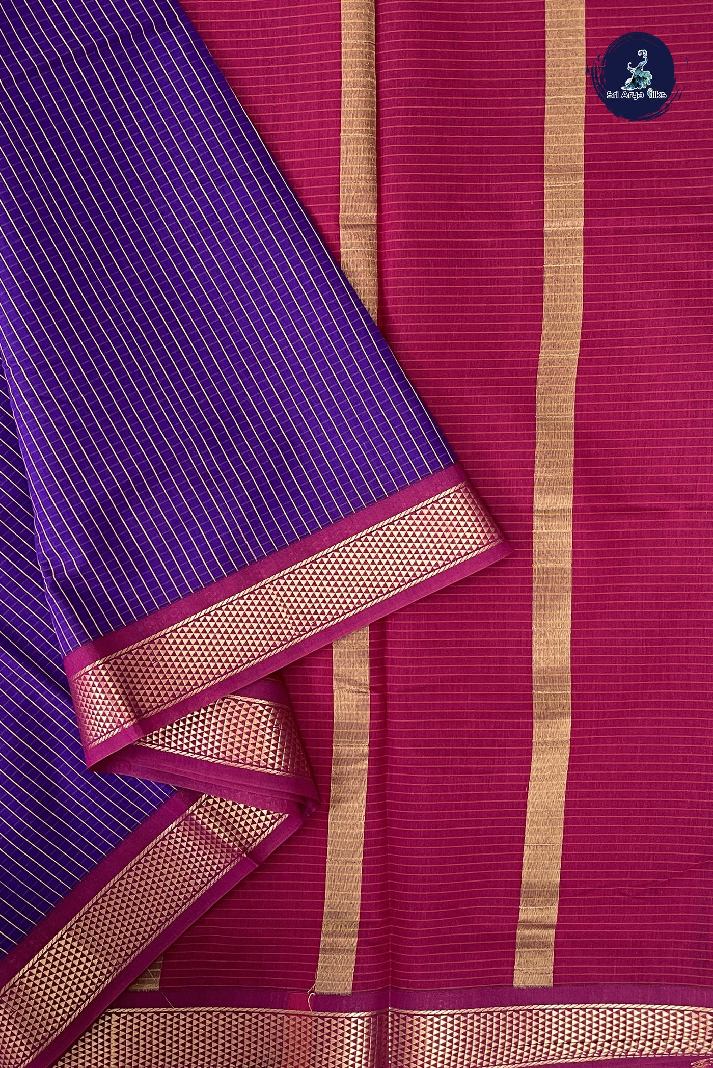 Violet Madisar Semi Silk Cotton Saree With Checked Pattern