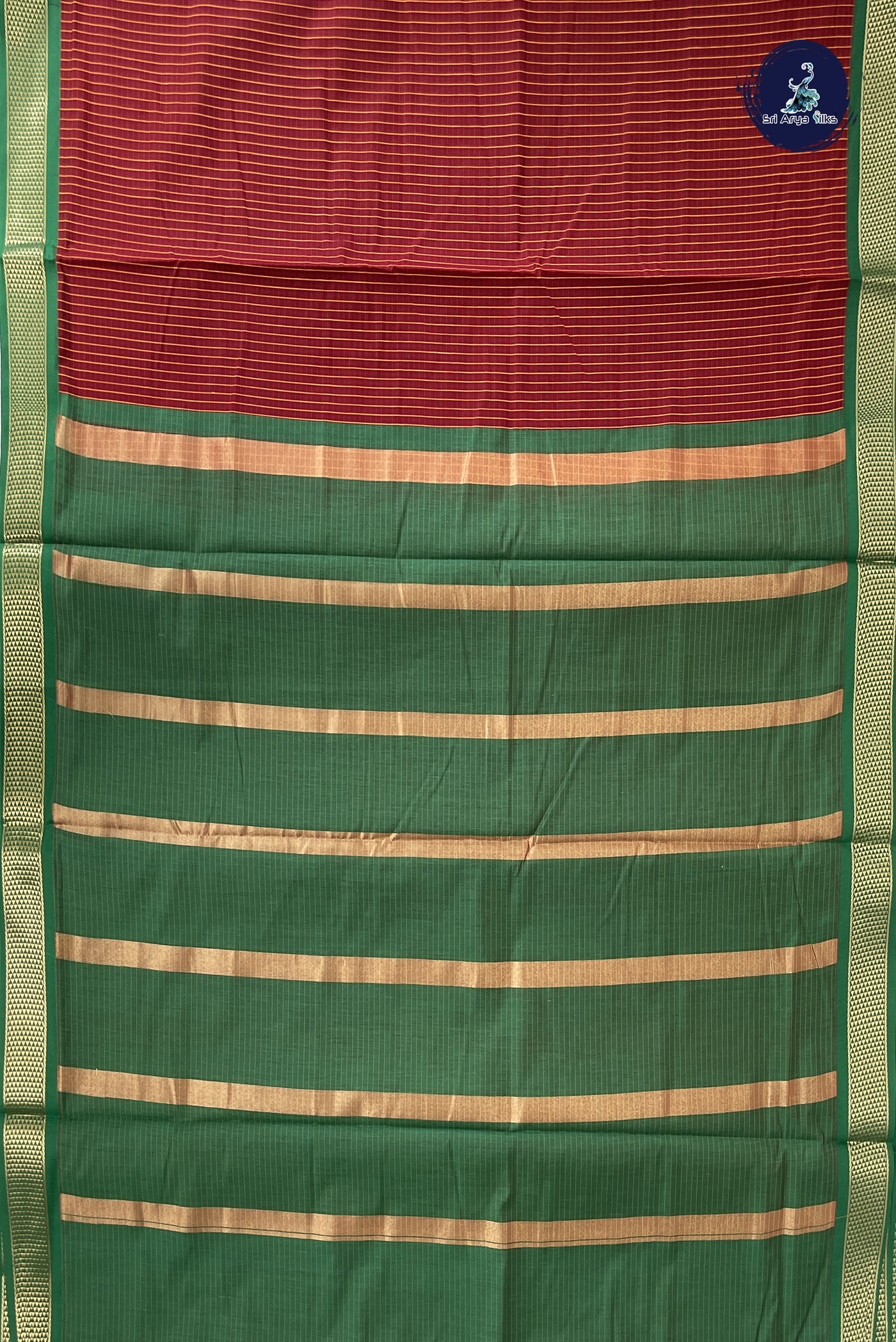 Maroon Madisar Semi Silk Cotton Saree With Checked Pattern