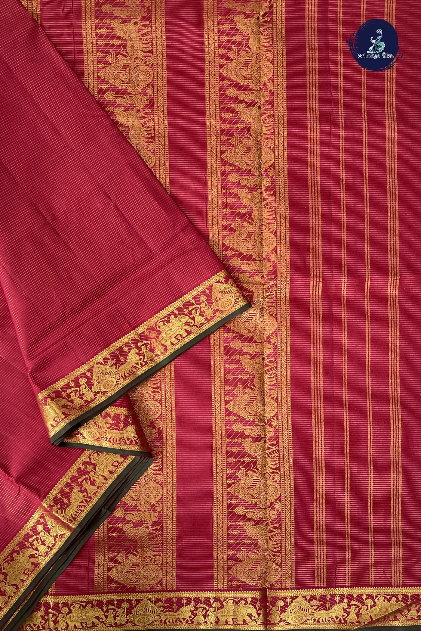 Arakku Madisar 10 Yards Silk Saree With Vaira Oosi Pattern