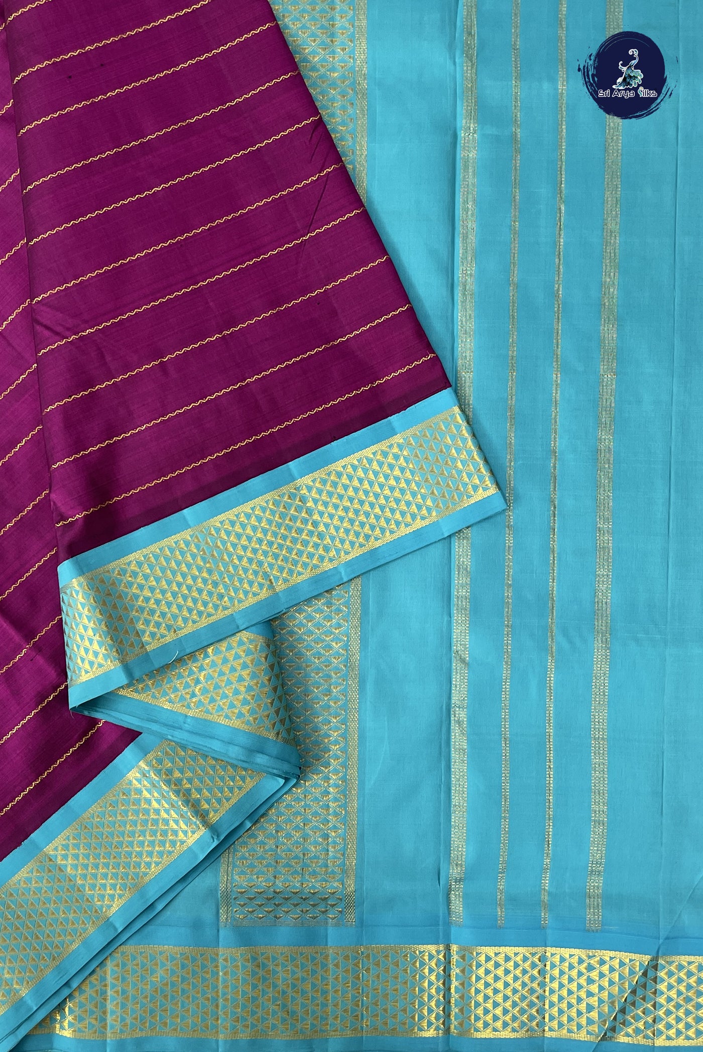 BeetRoot Shade Madisar 10 Yards Silk Saree With Veldhari Stripes Pattern