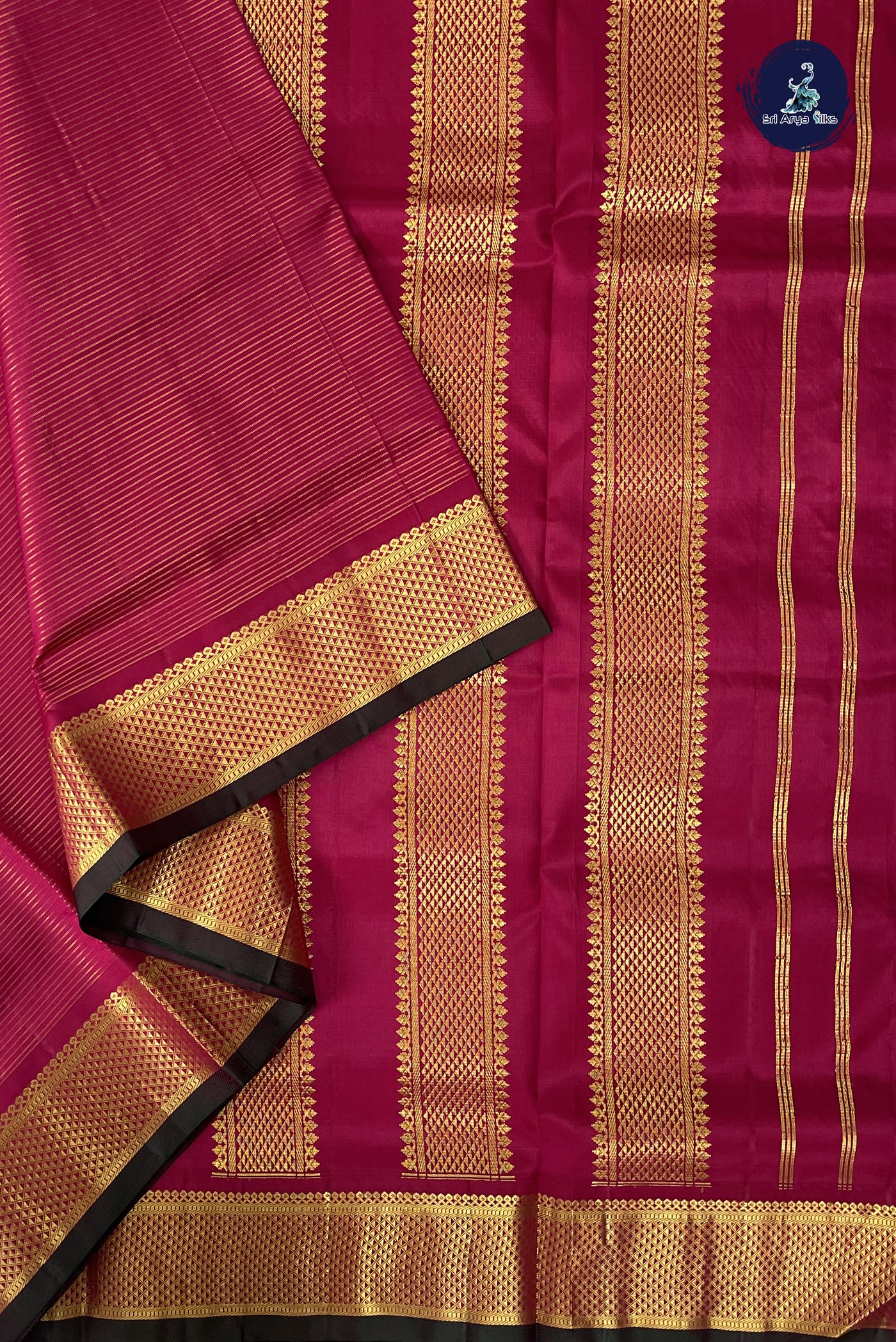 Reddish Pink Madisar 10 Yards Silk Saree With Vaira Oosi Pattern
