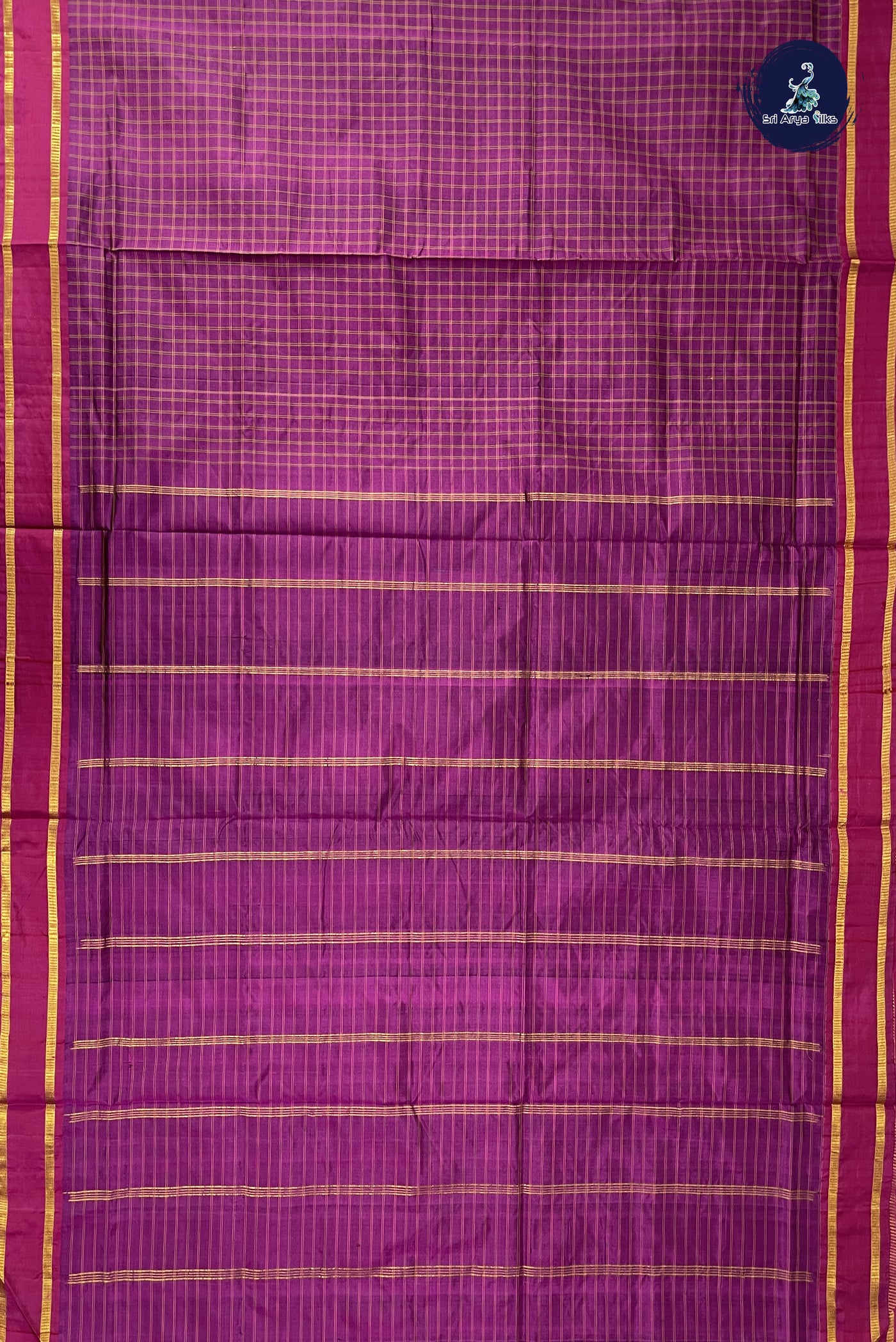 BeetRoot Shade Madisar 10 Yards Silk Saree With Checked Pattern