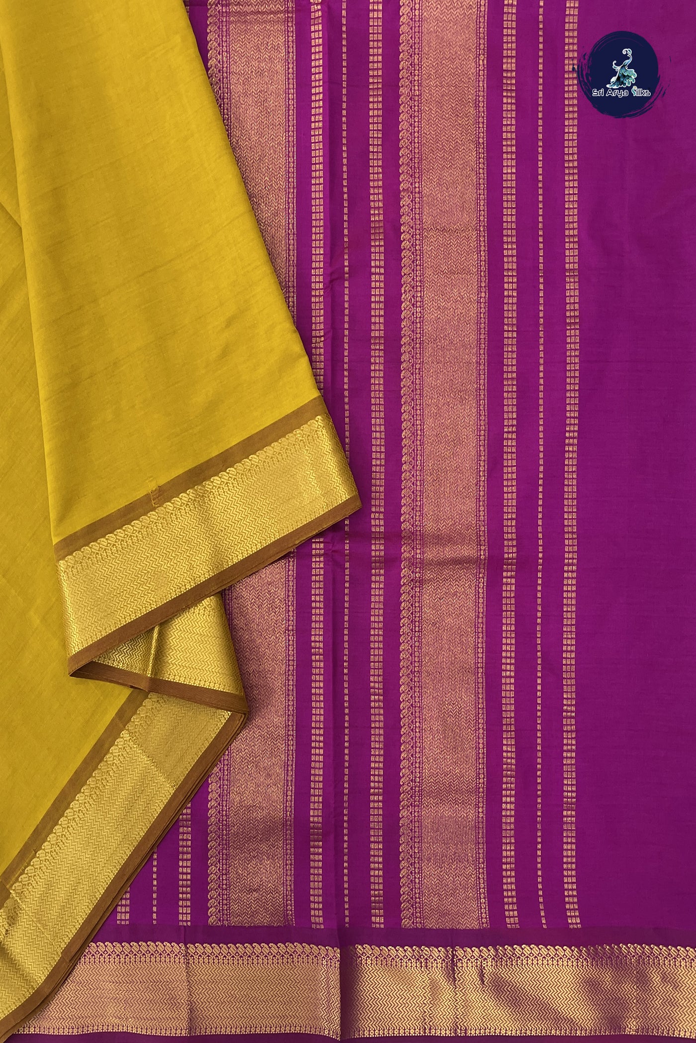 Mustard Yellow Madisar Semi Silk Cotton Saree With Plain Pattern