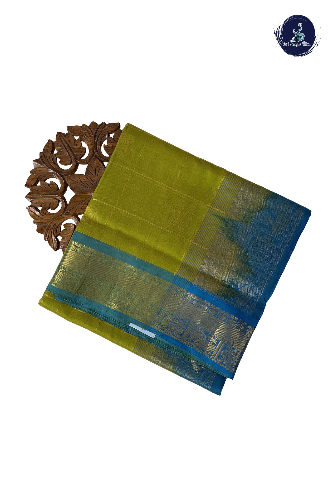 Mehendi Green 10 Yards Silk Cotton Saree With Zari Checked Pattern
