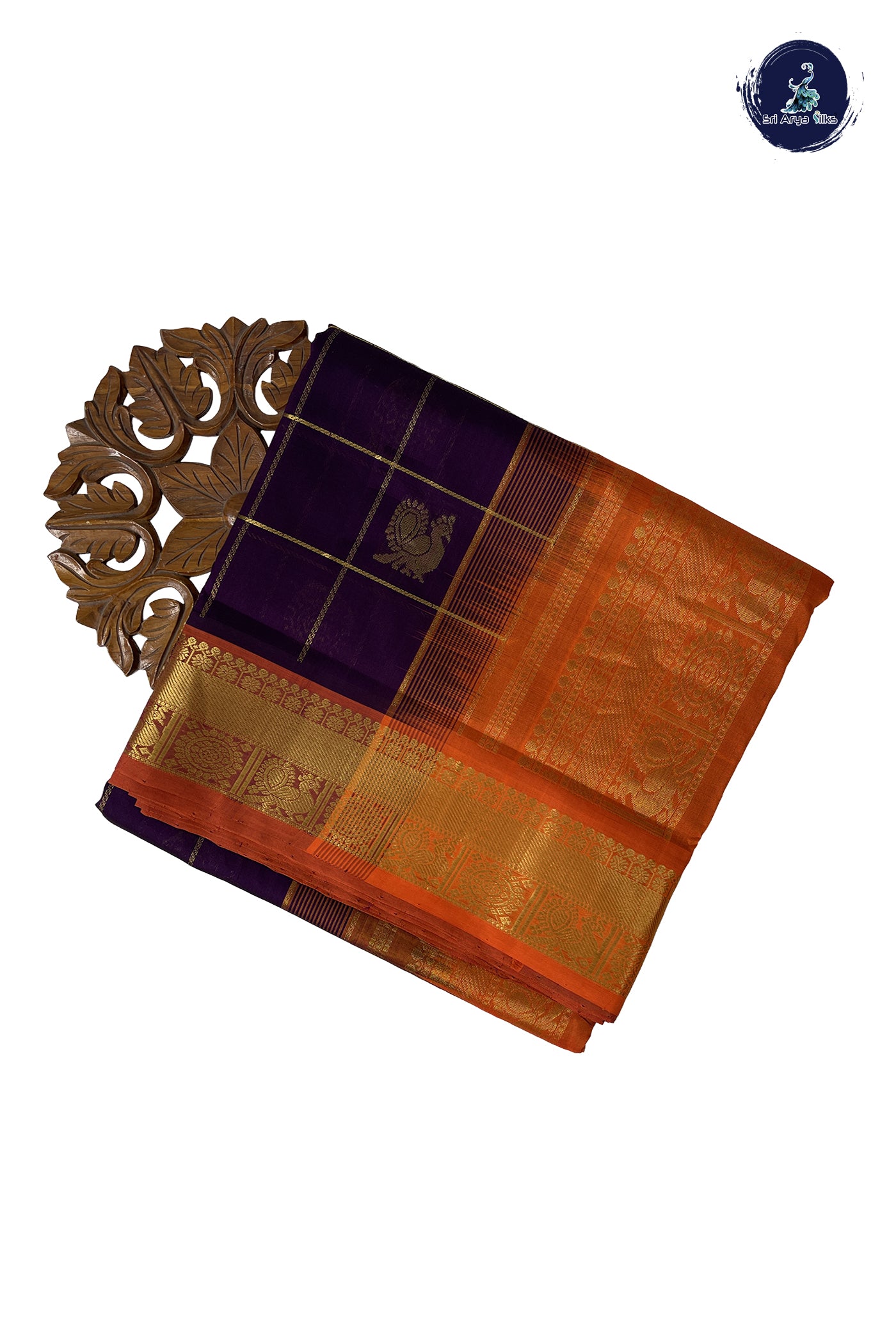 Jamun 10 Yards Silk Cotton Saree With Zari Checked Pattern
