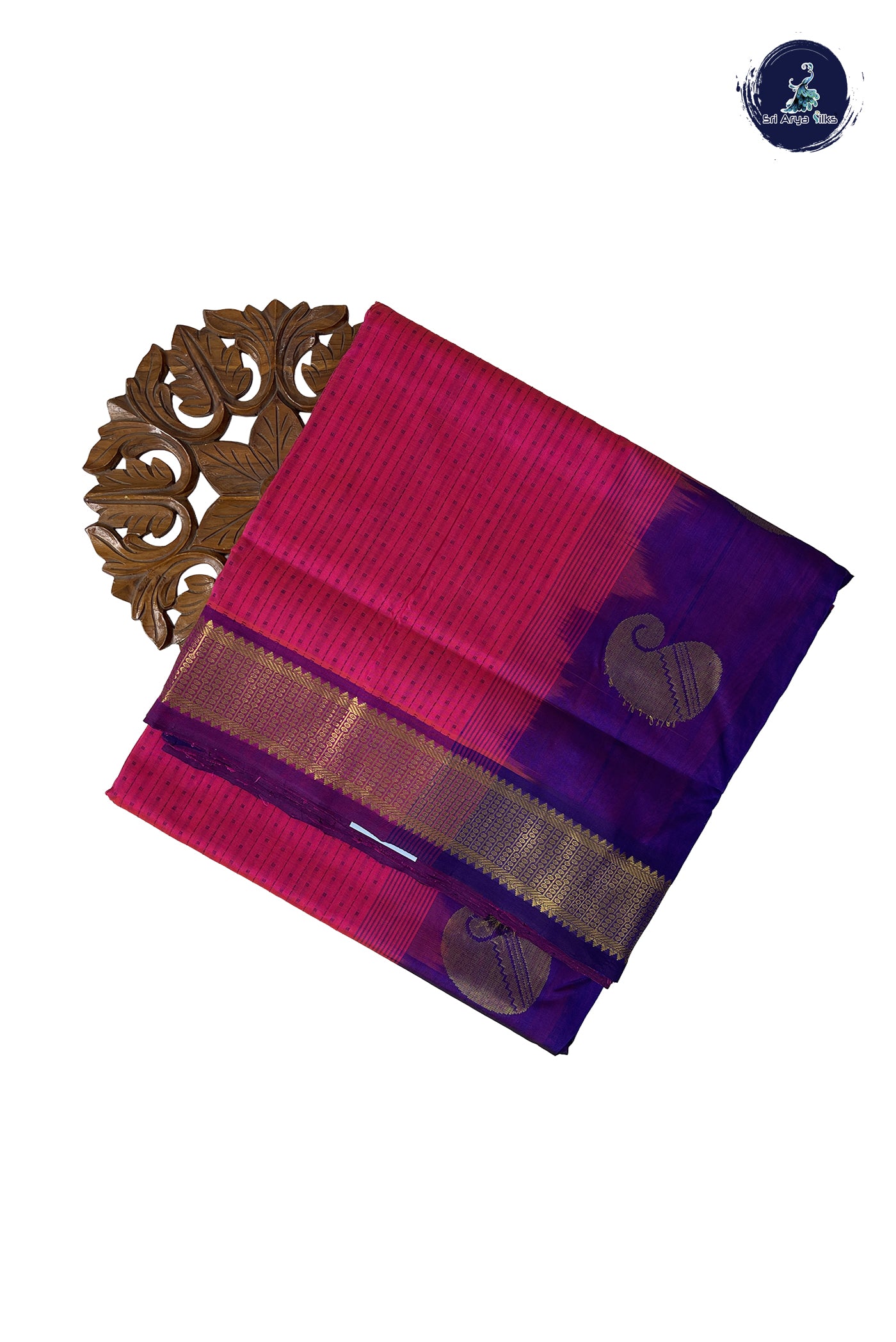 Pink 10 Yards Silk Cotton Saree With Laksha Deepam Design Pattern