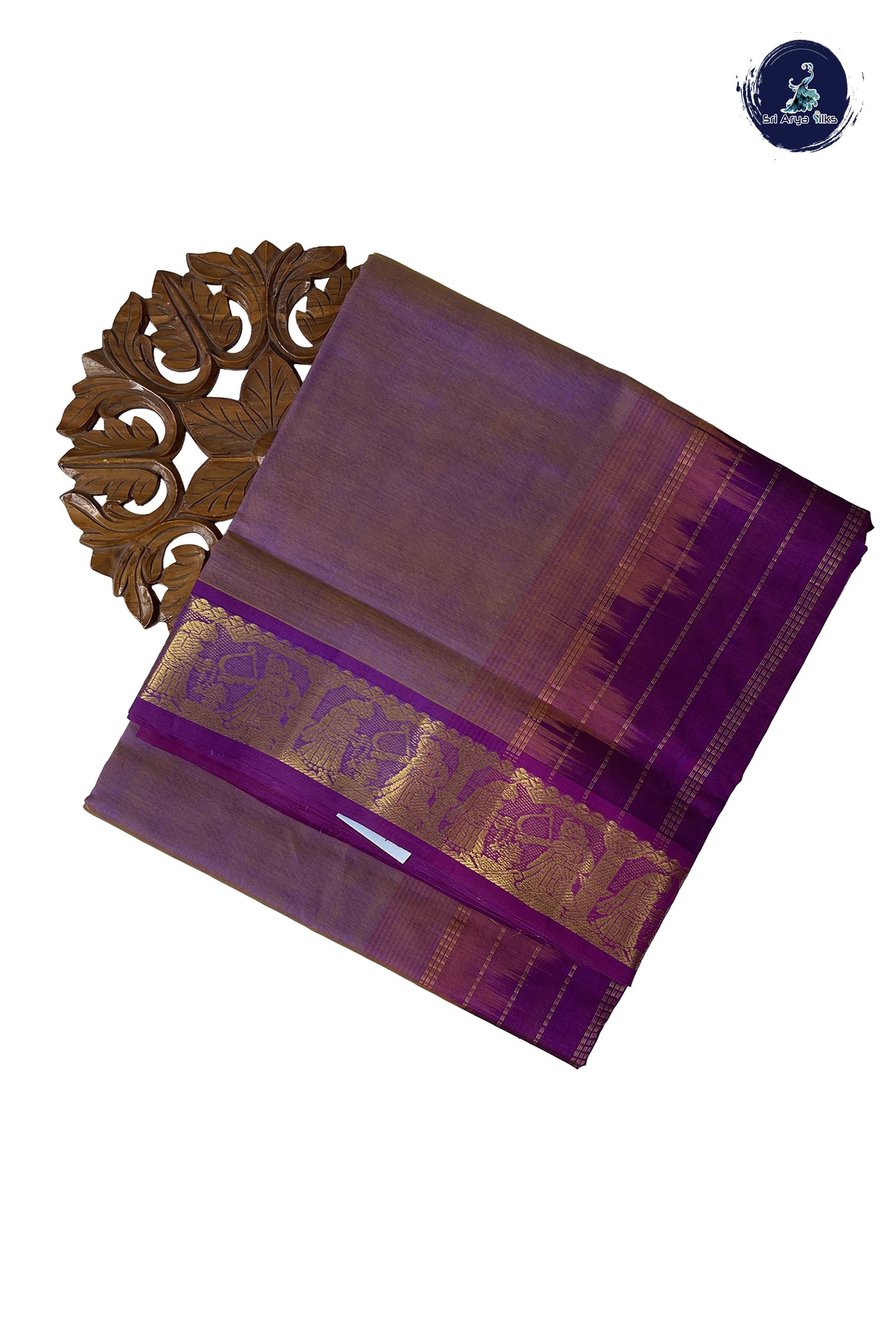 Lavender 10 Yards Silk Cotton Saree With Plain Pattern