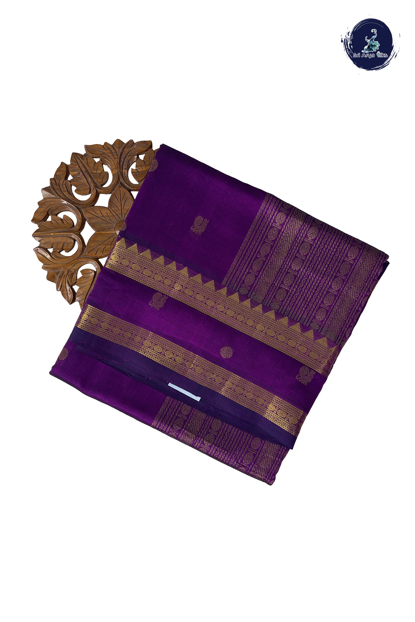 Jamun 10 Yards Silk Cotton Saree With Zari Buttas Pattern