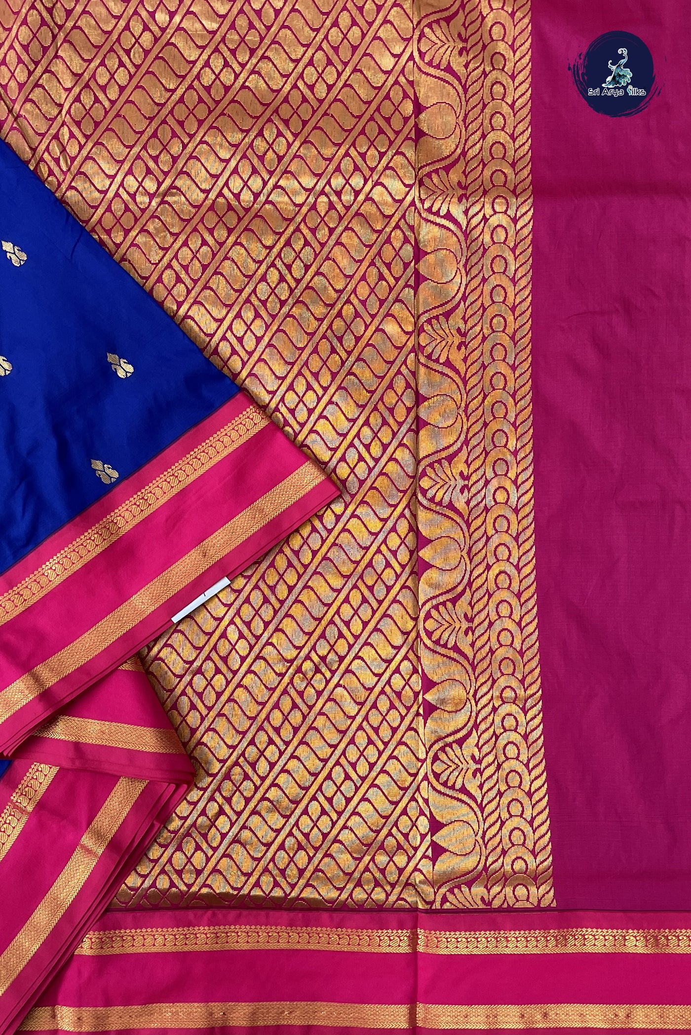Blue Madisar Semi Silk Saree With Zari Buttas Pattern