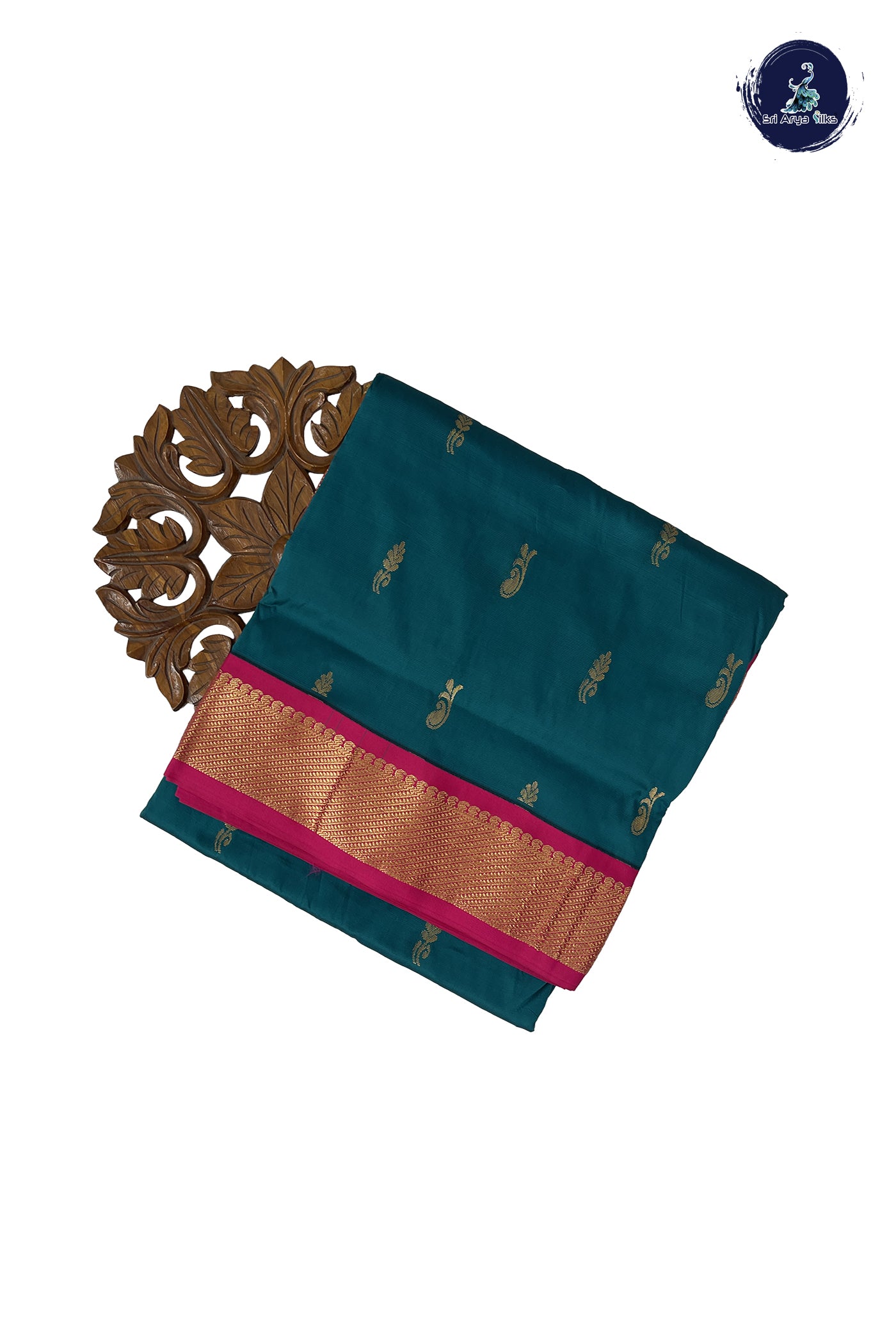 Teal 10.5 Yards Madisar Saree With Zari Buttas Pattern