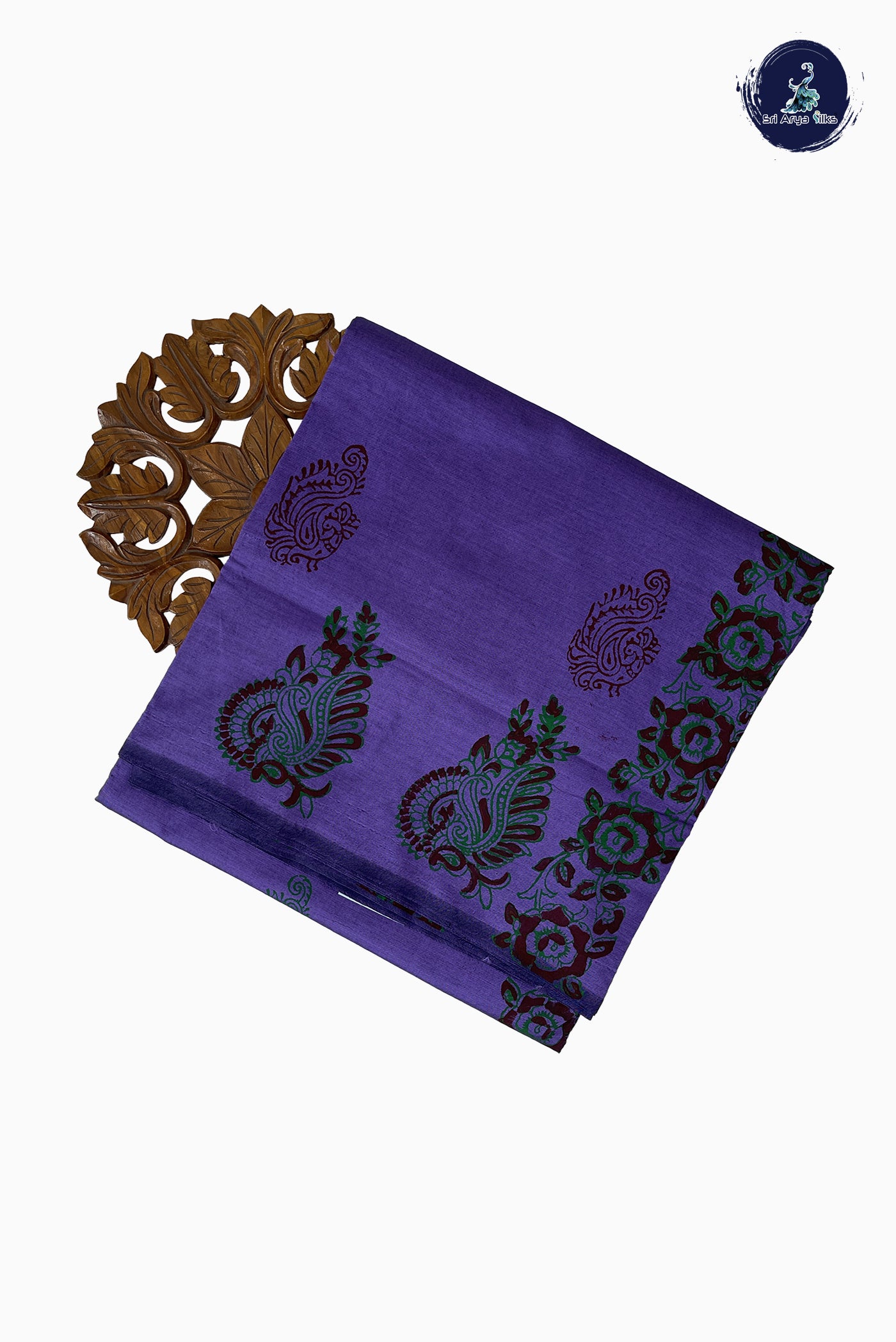 Lavender Madisar Semi Silk Cotton Saree With Printed Pattern