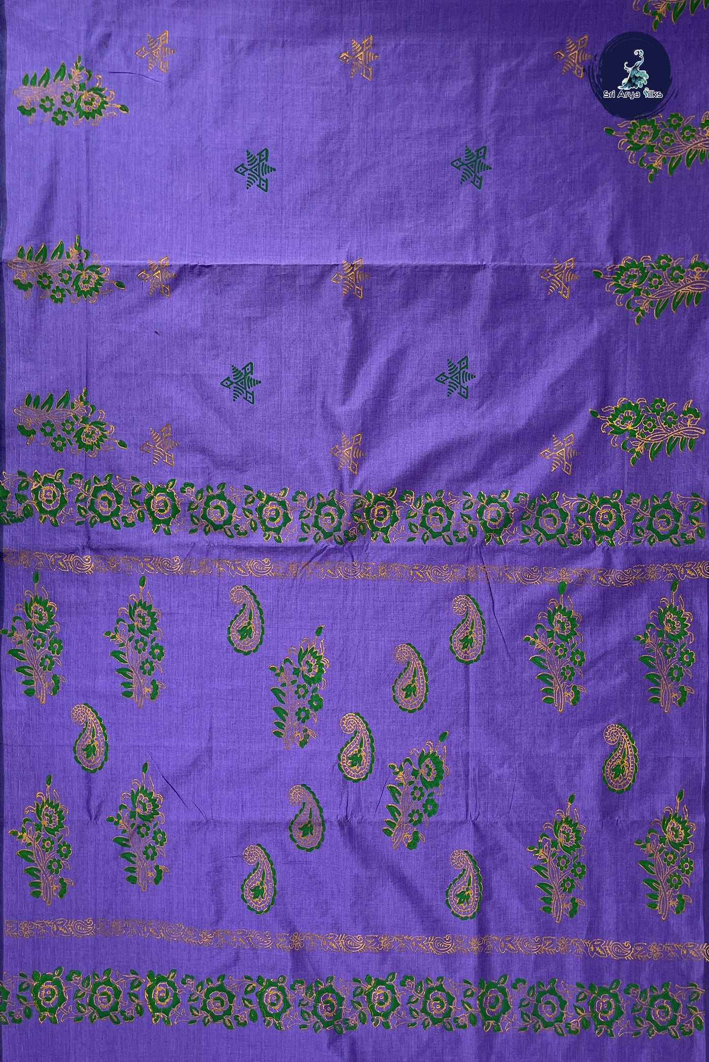 Lavender Madisar Semi Silk Cotton Saree With Printed Pattern