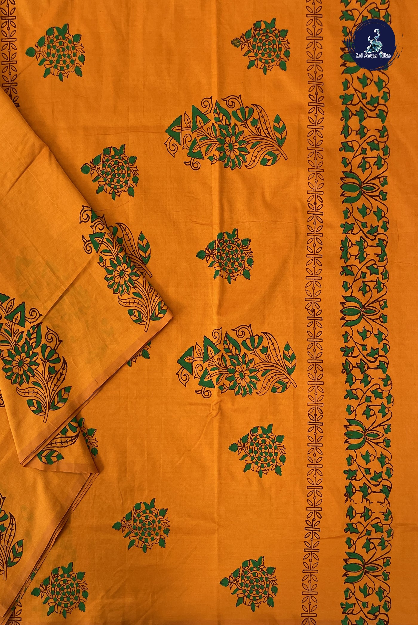 Yellow Madisar Semi Silk Cotton Saree With Printed Pattern