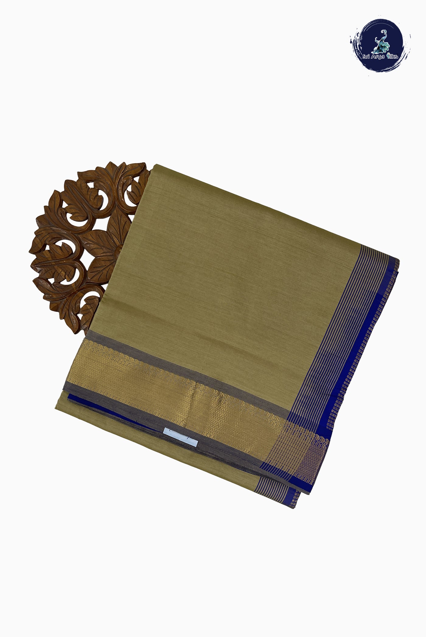 Cream Madisar Semi Silk Cotton Saree With Plain Pattern