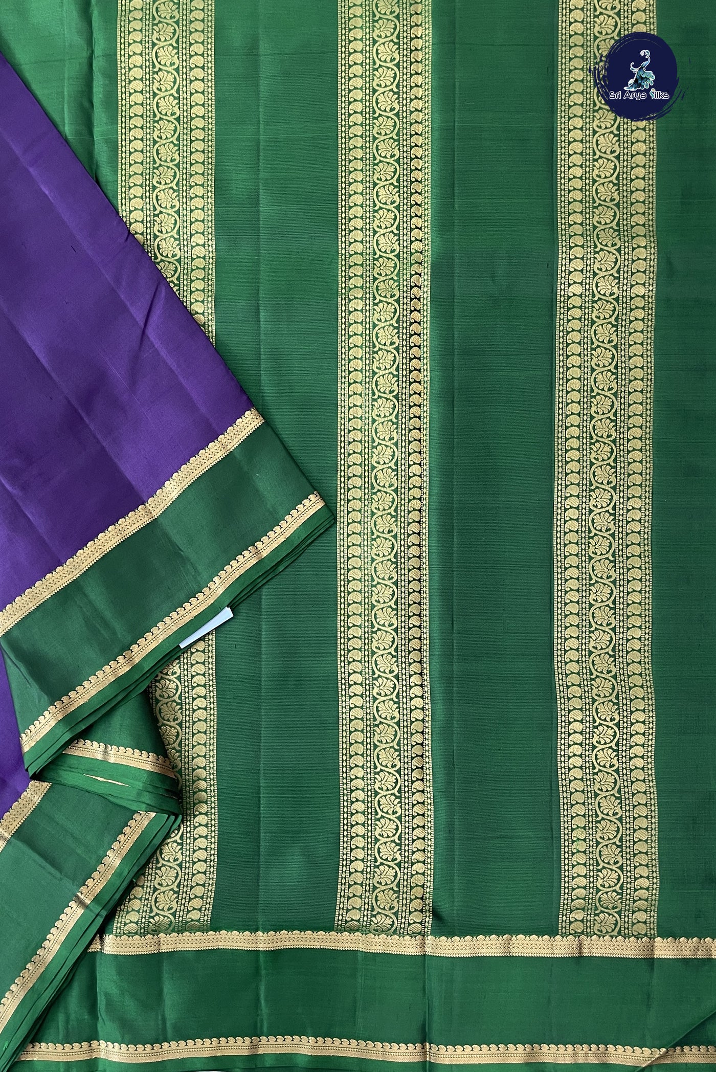 Dark Violet Madisar 10 Yards Silk Saree With Plain Pattern