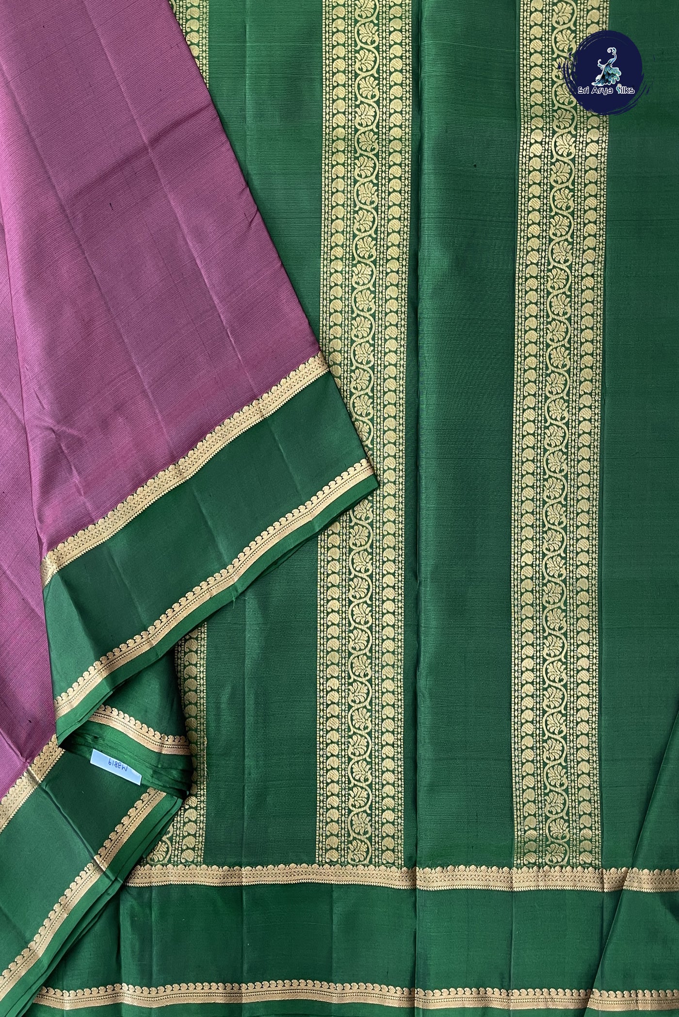 Mauve Madisar 10 Yards Silk Saree With Plain Pattern