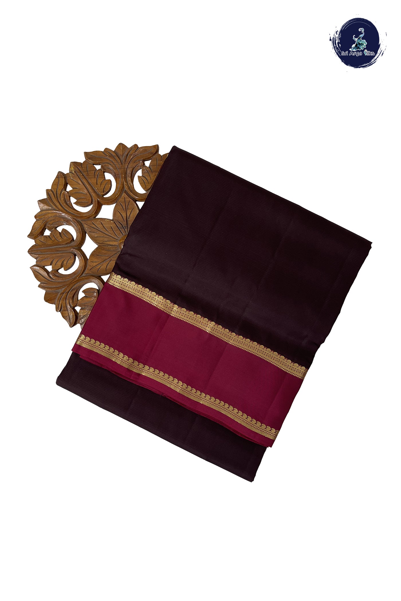 Coffee Brown Madisar 10 Yards Silk Saree With Plain Pattern