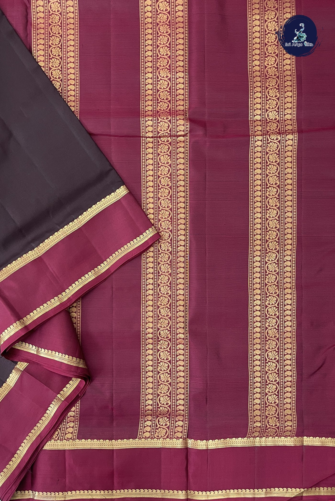 Coffee Brown Madisar 10 Yards Silk Saree With Plain Pattern