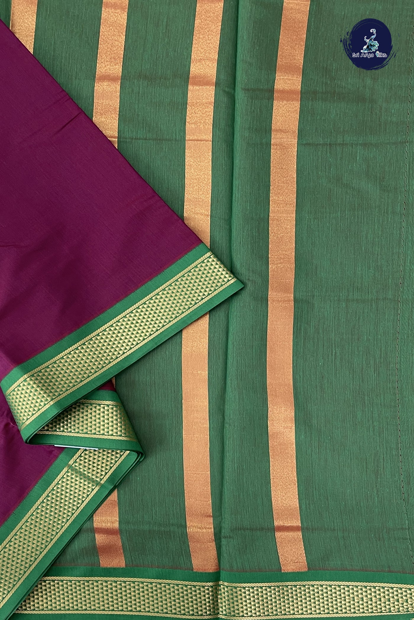 Burgundy Madisar Semi Silk Cotton Saree With Plain Pattern