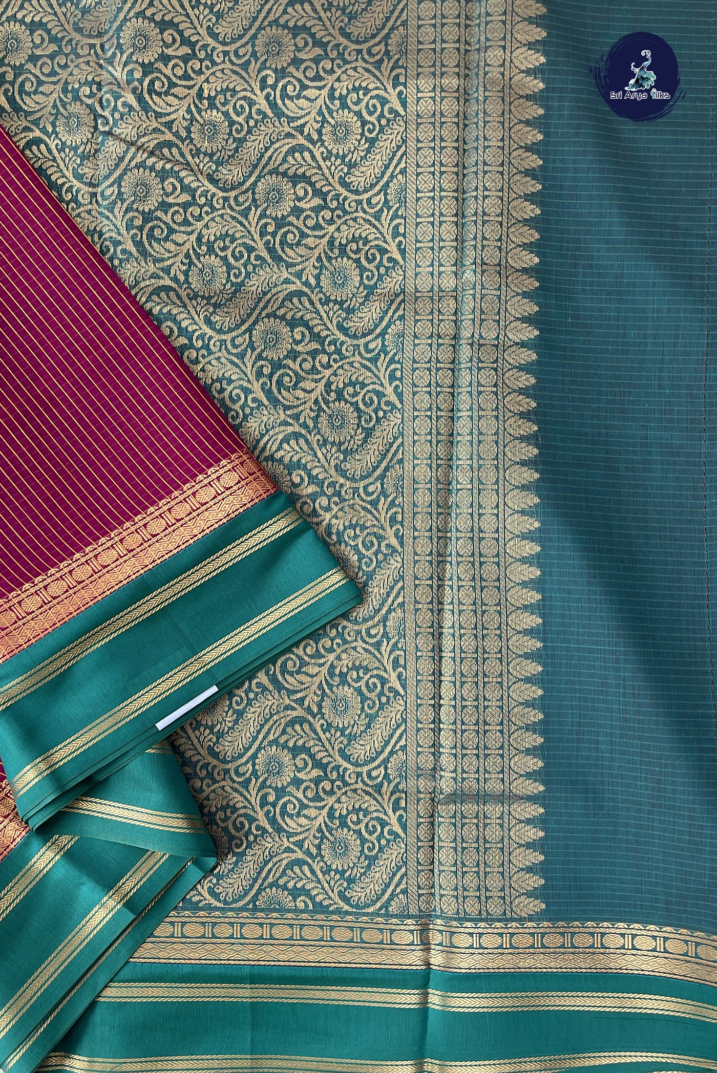 Purple Madisar Semi Silk Cotton Saree With Checked Pattern