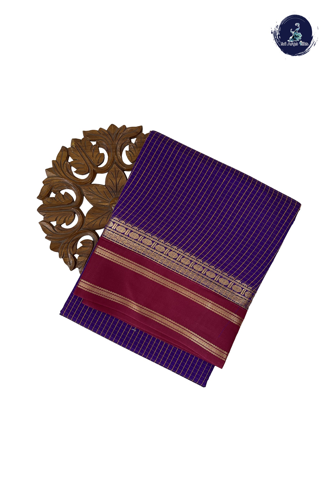 Violet Madisar Semi Silk Cotton Saree With Checked Pattern