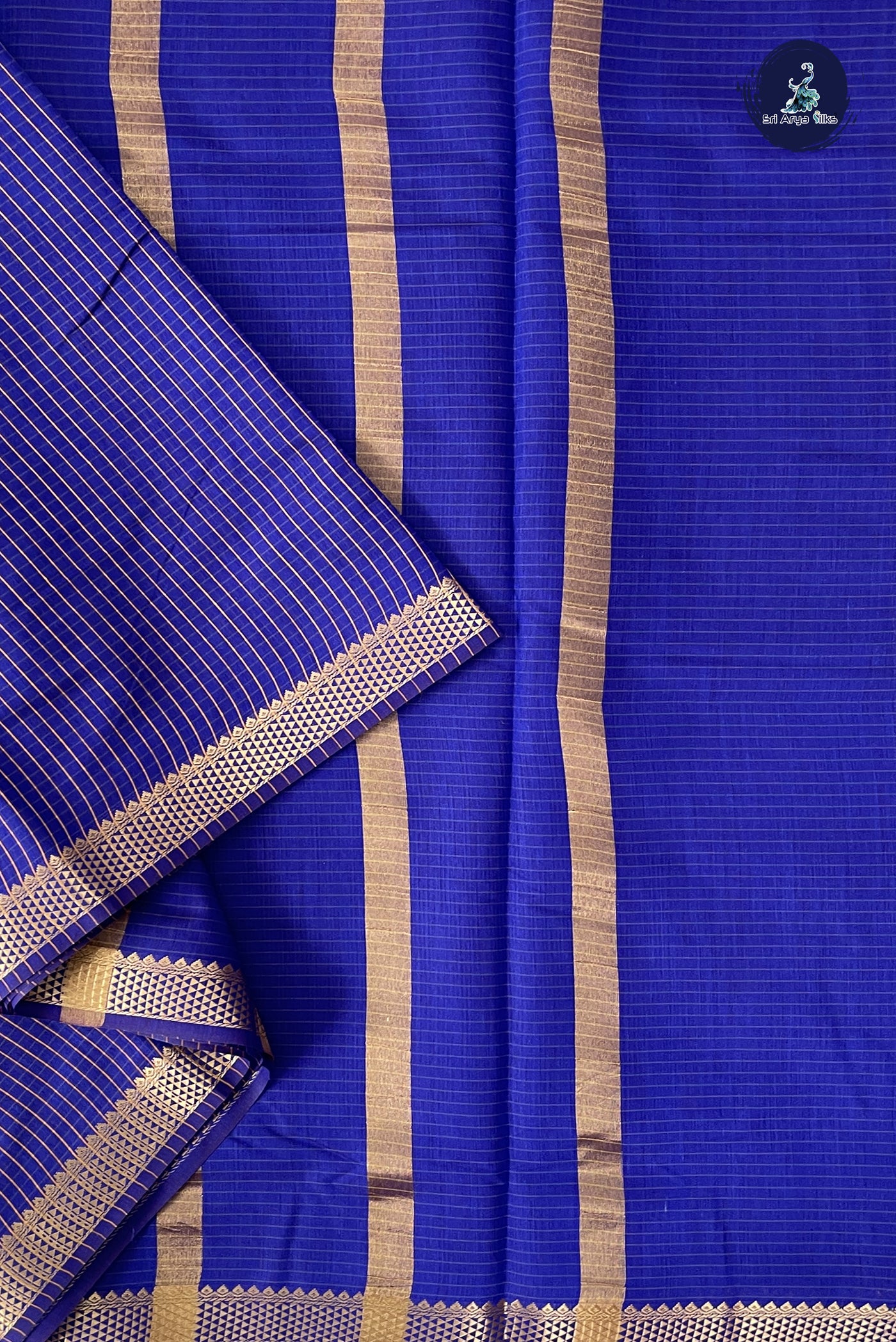 Blue Madisar Semi Silk Cotton Saree With Checked Pattern
