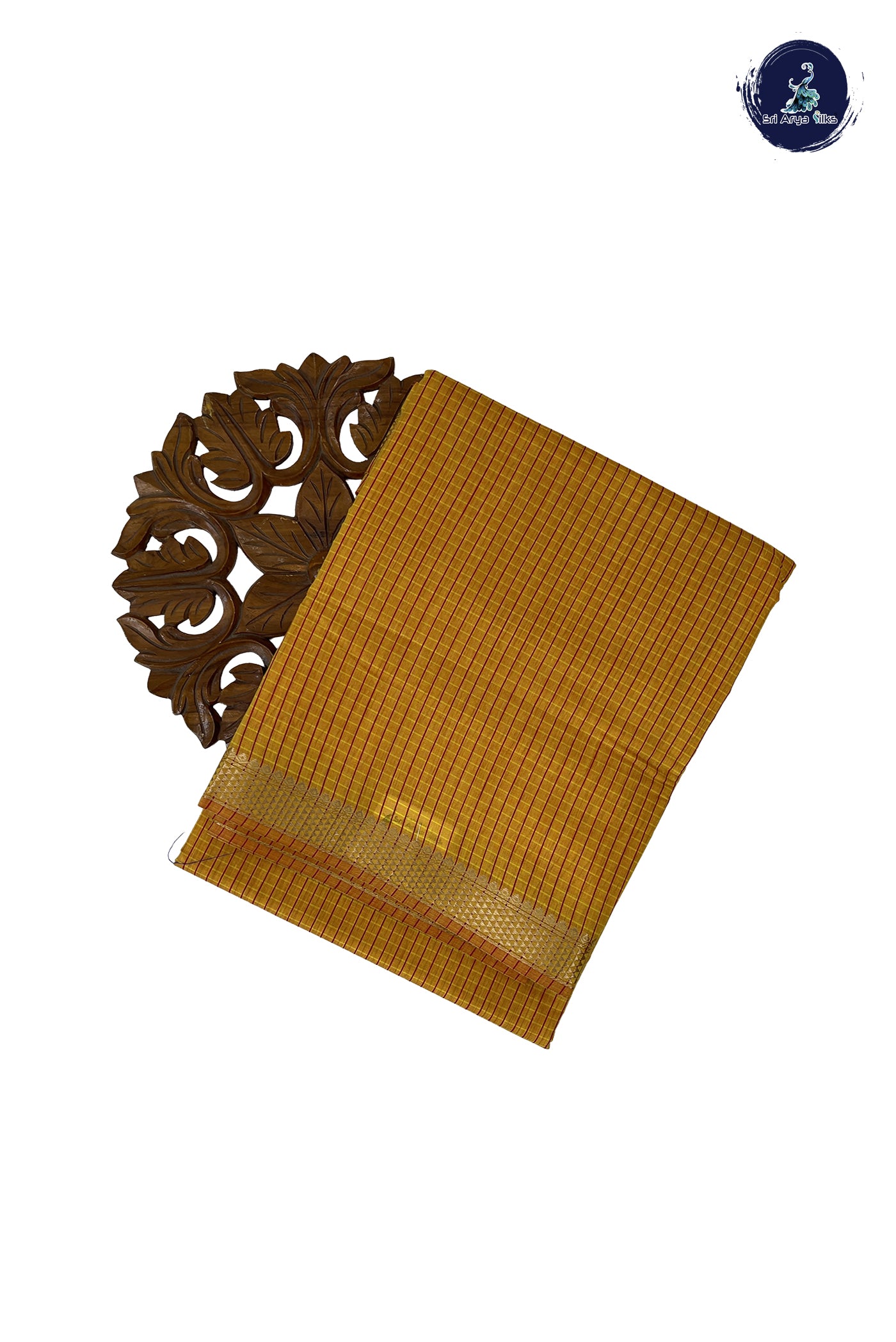 Yellow Madisar Semi Silk Cotton Saree With Checked Pattern