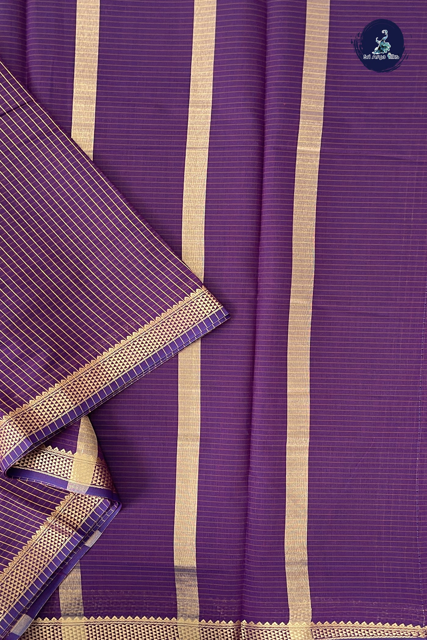 Dark Brinjal Madisar Semi Silk Cotton Saree With Checked Pattern