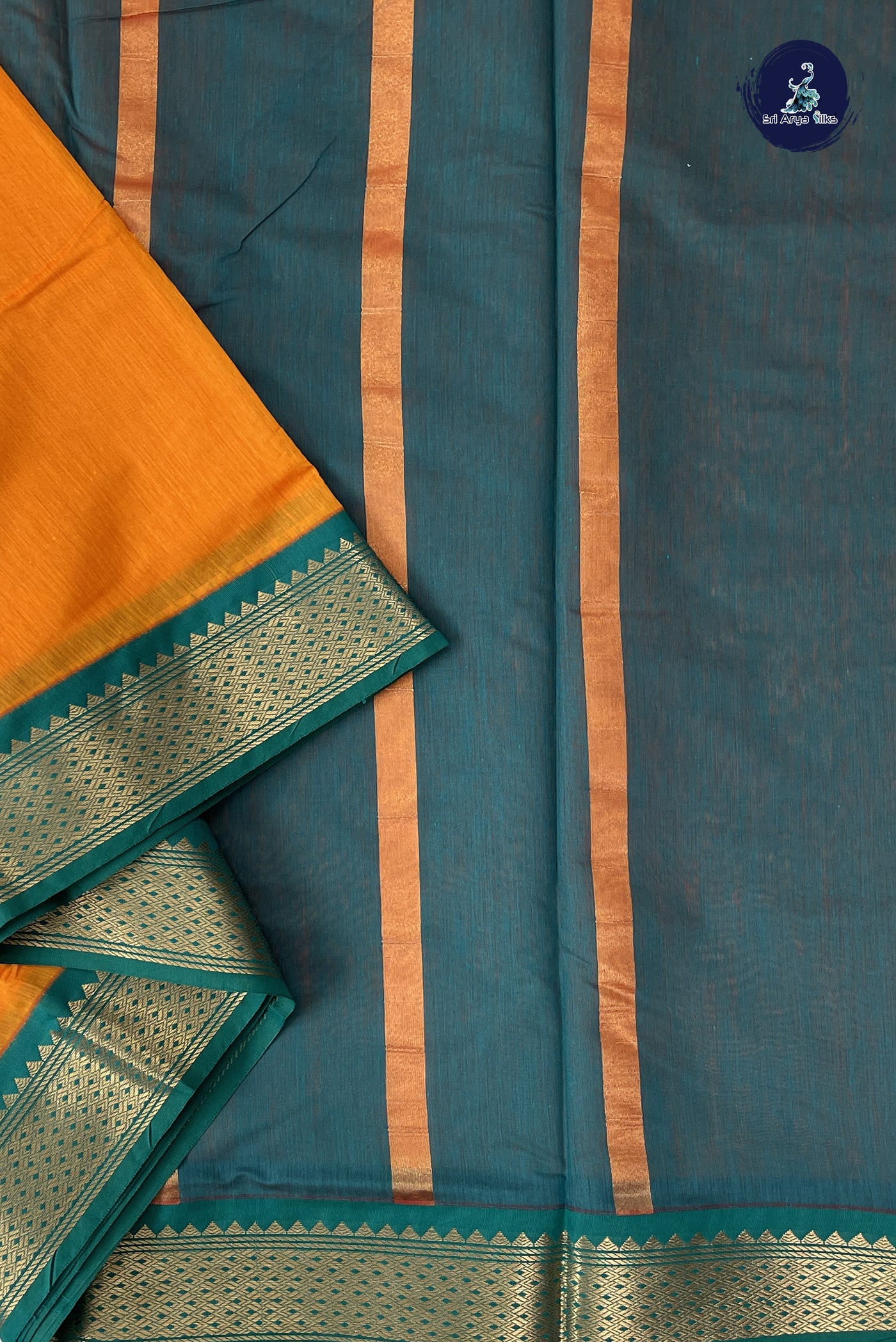 Yellow Madisar Semi Silk Cotton Saree With Plain Pattern