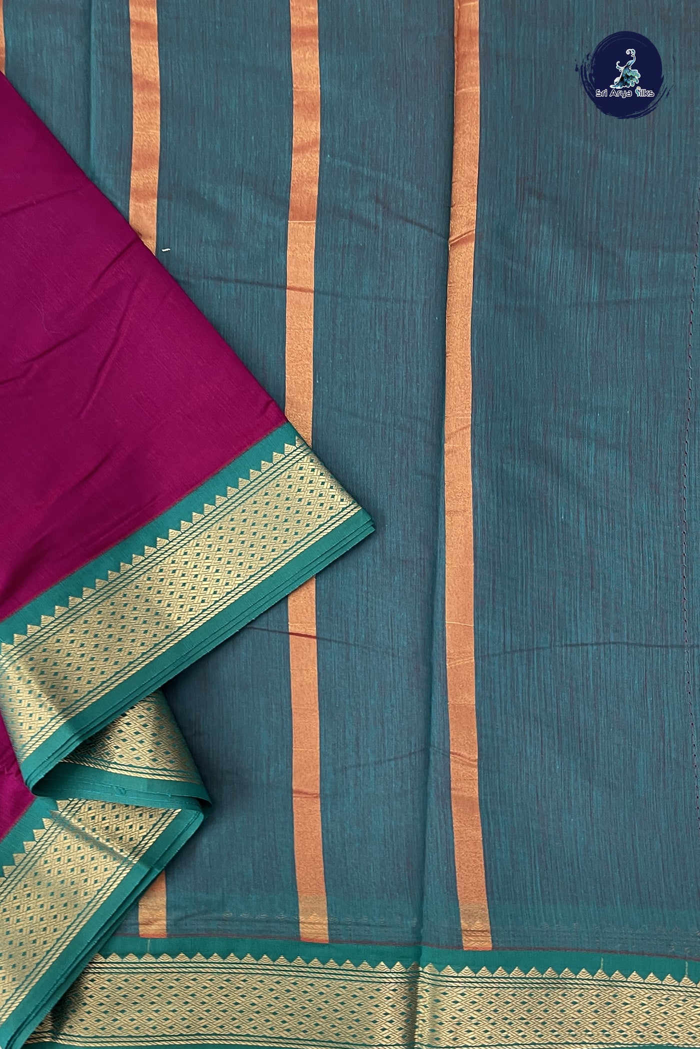 Pinkish Maroon Madisar Semi Silk Cotton Saree With Plain Pattern