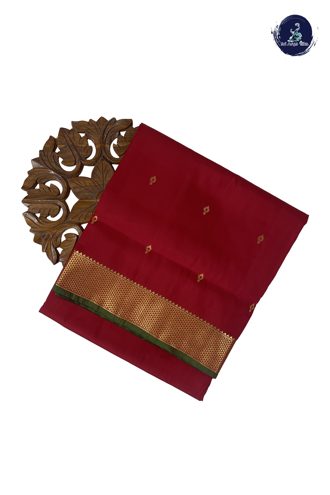 Maroon Madisar 10 Yards Silk Saree With Zari Buttas Pattern